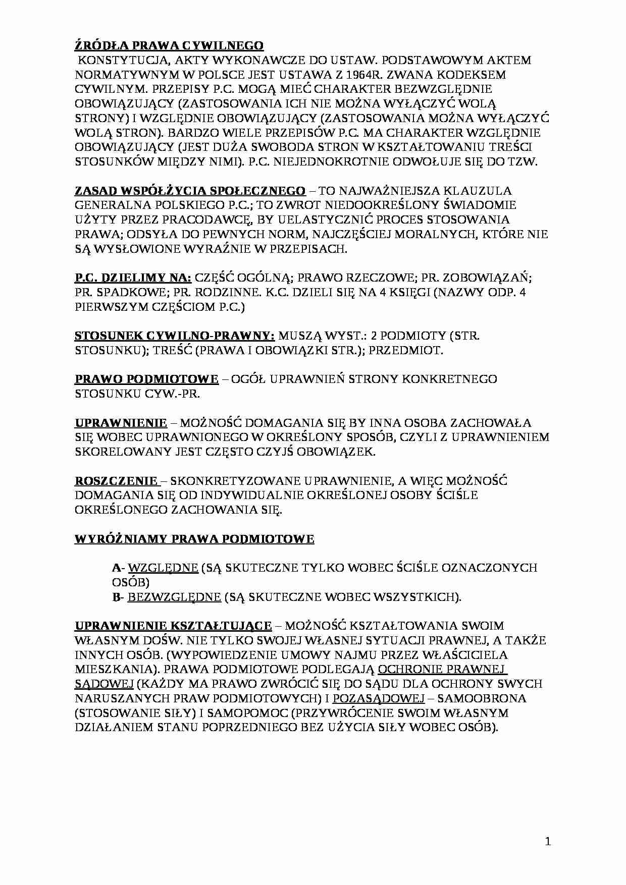 Prawo cywilne: pojęcia - strona 1
