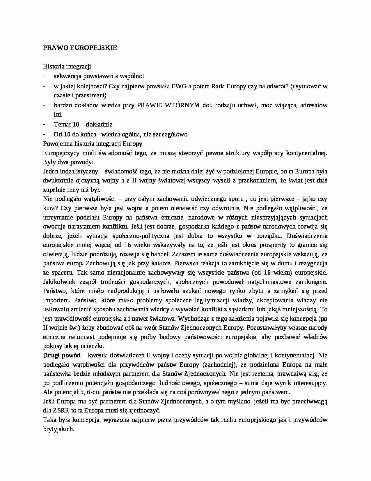 Prawo europejskie - Historia integracji - strona 1