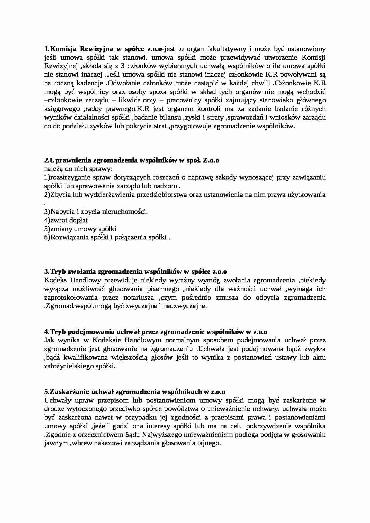 Prawo handlowe - Komisja Rewizyjna  - strona 1