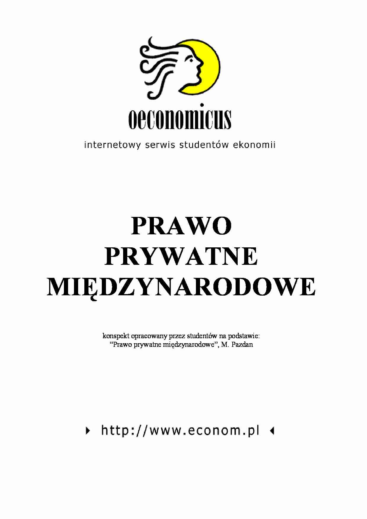 Prawo prywatne międzynarodowe - konspekt - strona 1