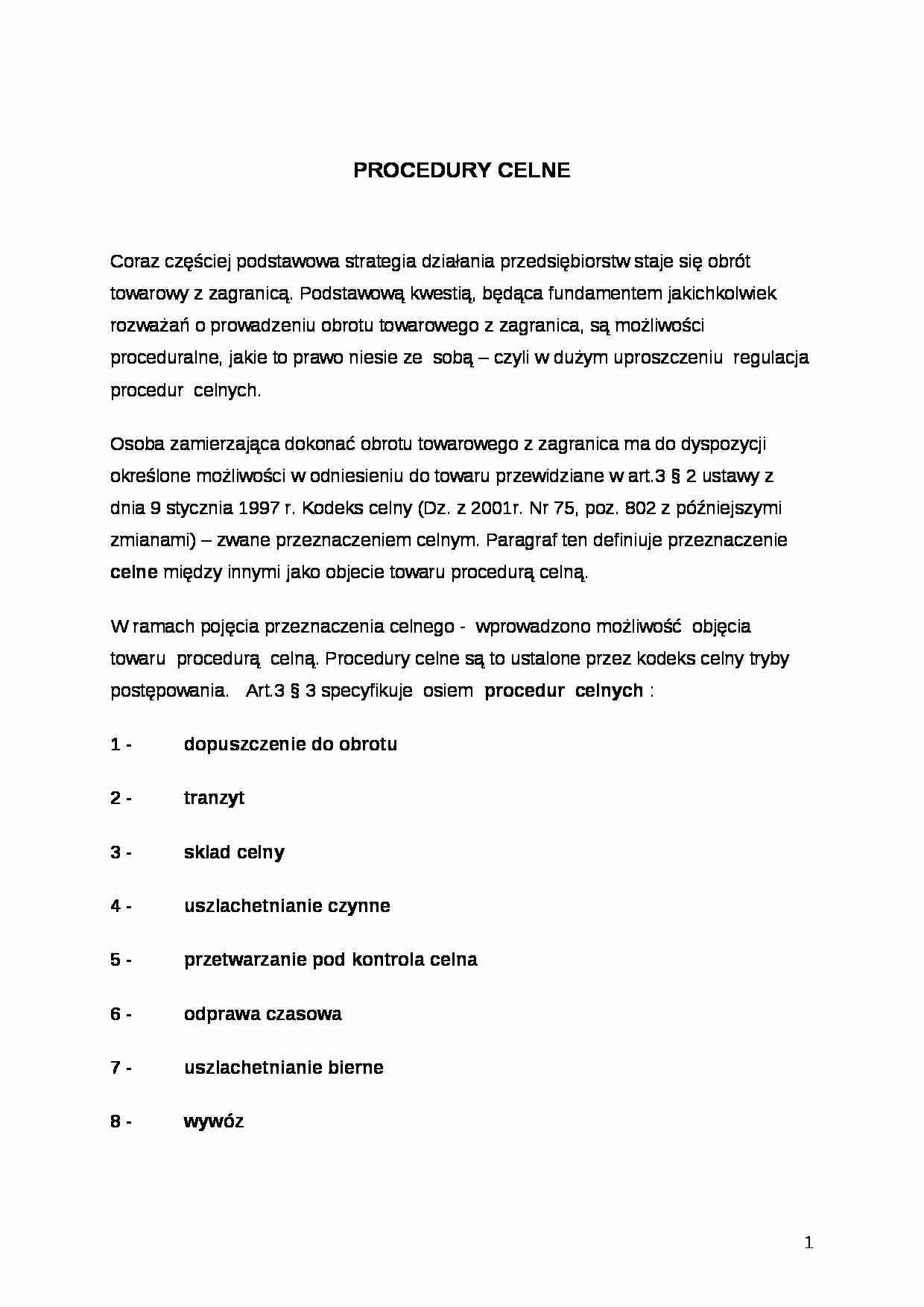 Procedury celne - strona 1