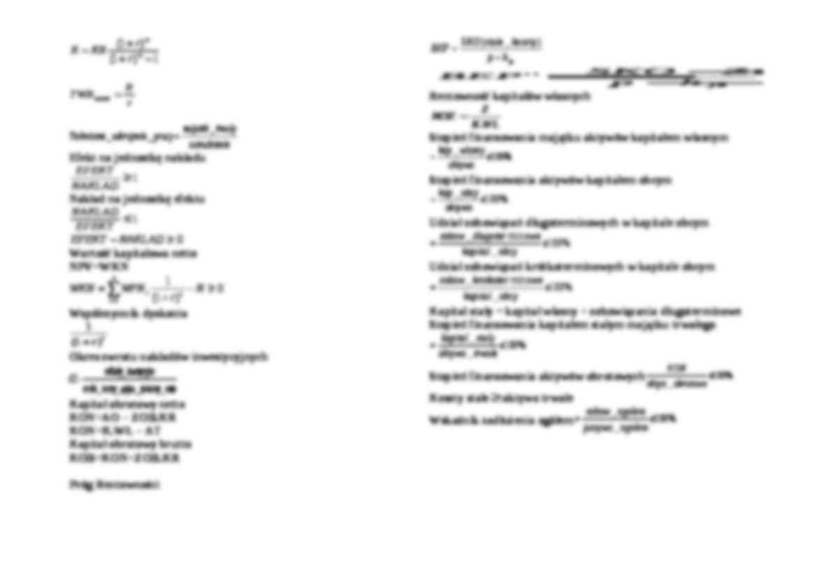 Finanse przedsiebiorstwa - wzory, ćwiczenia - strona 2