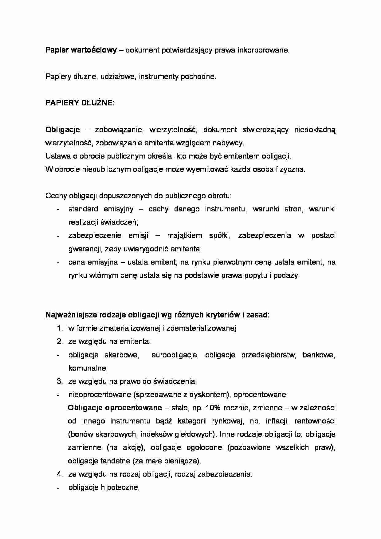 Papiery wartościowe - Obligacje emisyjne - strona 1