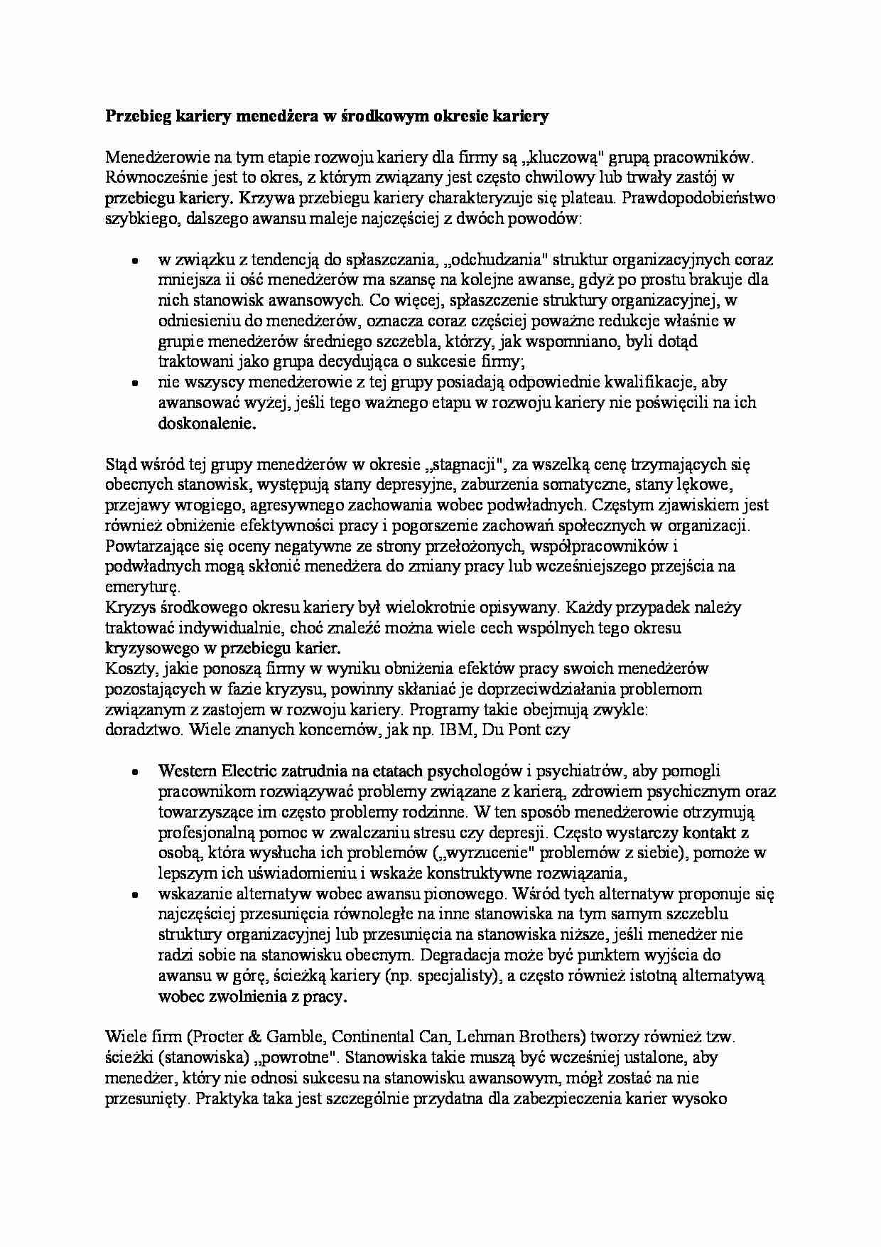 Przebieg kariery menedżera w środkowym okresie kariery - strona 1