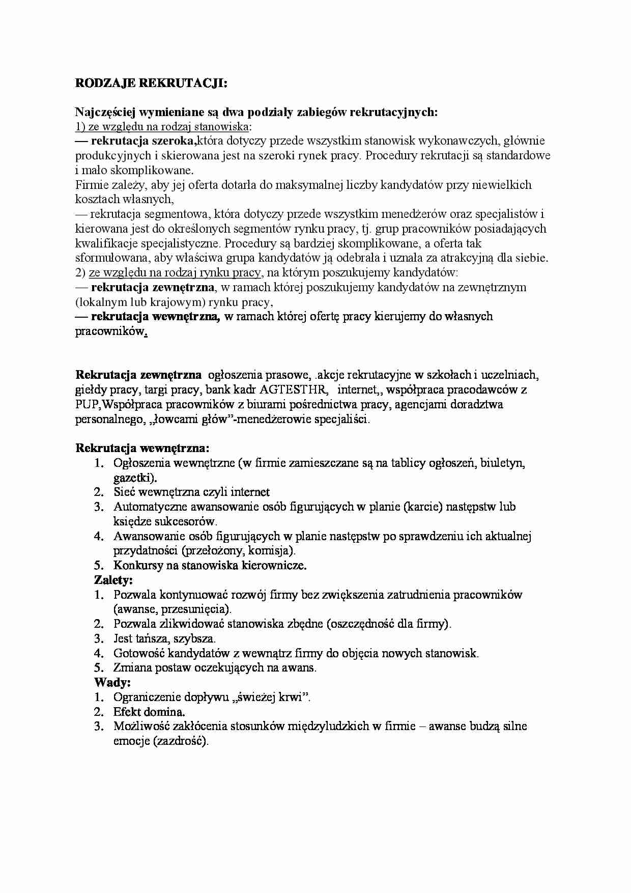 RODZAJE REKRUTACJI - strona 1