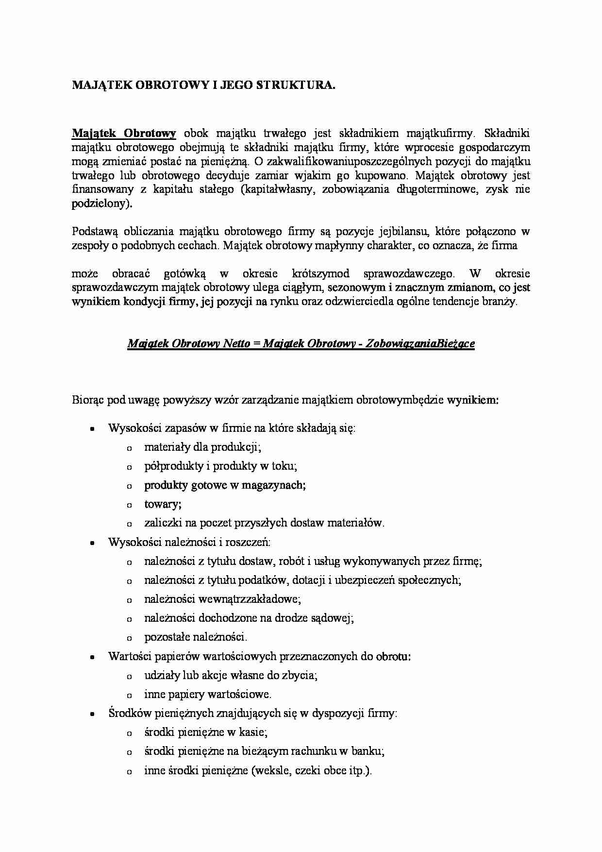 MAJĄTEK OBROTOWY I JEGO STRUKTURA - strona 1