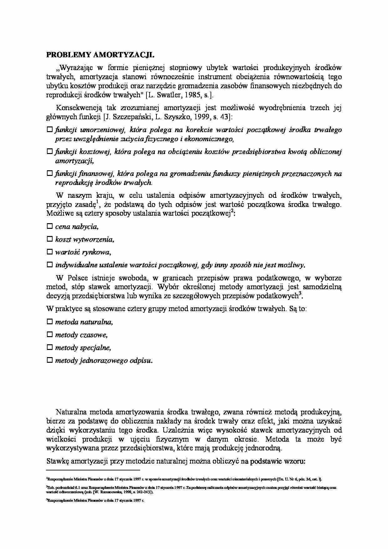 PROBLEMY AMORTYZACJI - strona 1