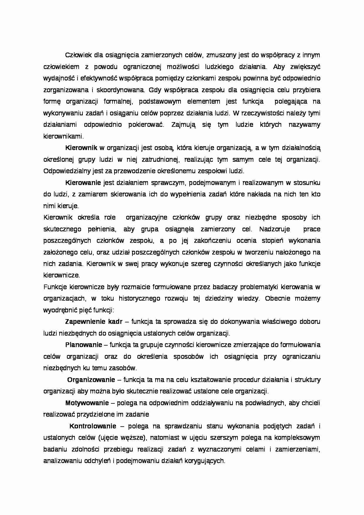 Funkcje, style i zasady zarządzania - strona 1