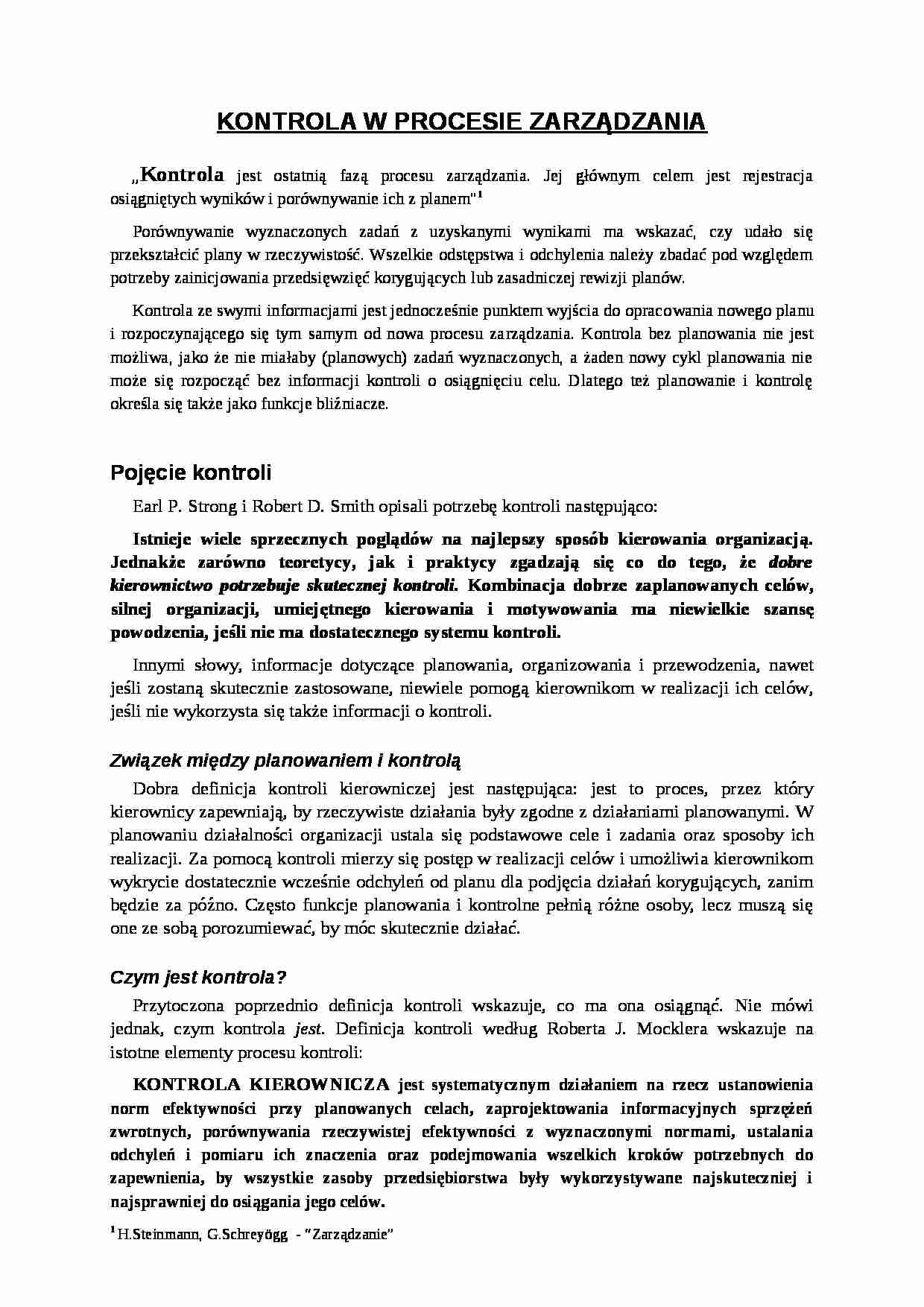 Kontrola w procesie zarządzania - strona 1