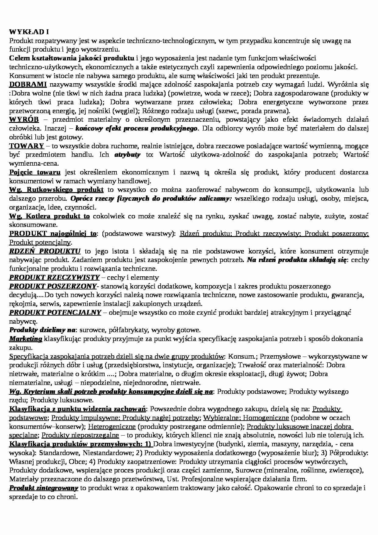 Kształtowanie jakości produktów - wykład - strona 1