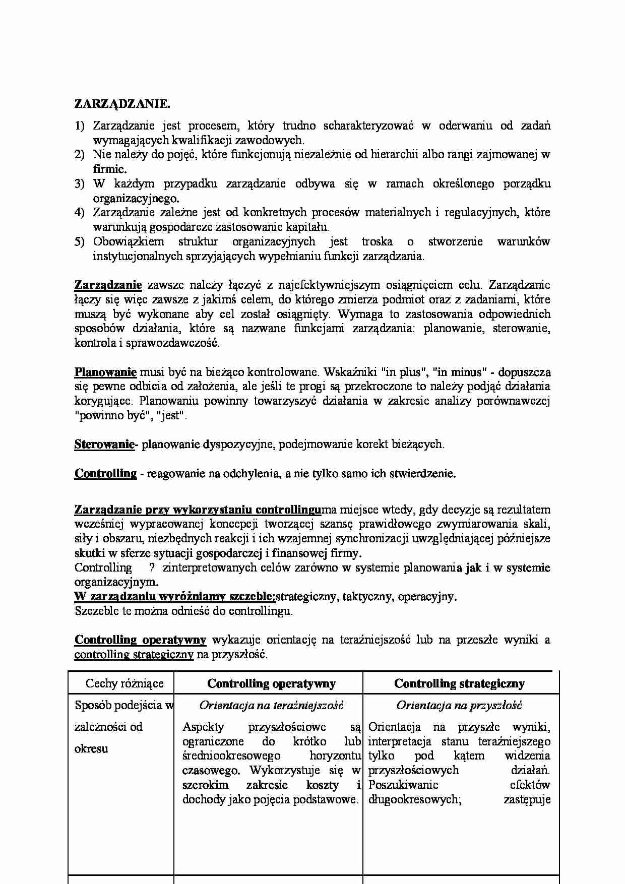Zarządzanie przy wykorzystaniu controllingu - strona 1