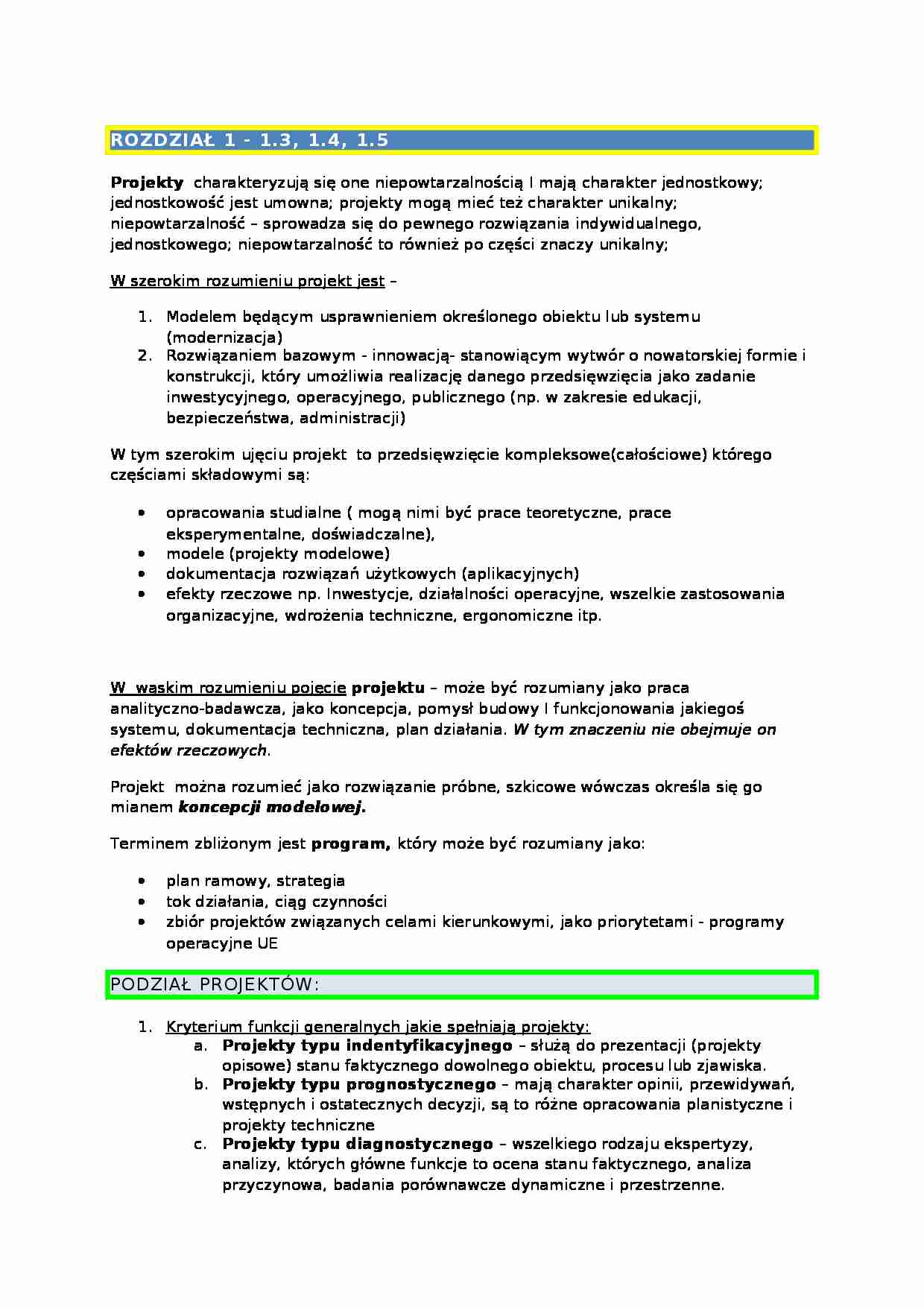 Zarządzanie projektami - wykłady prof. Adam Stabryła - strona 1