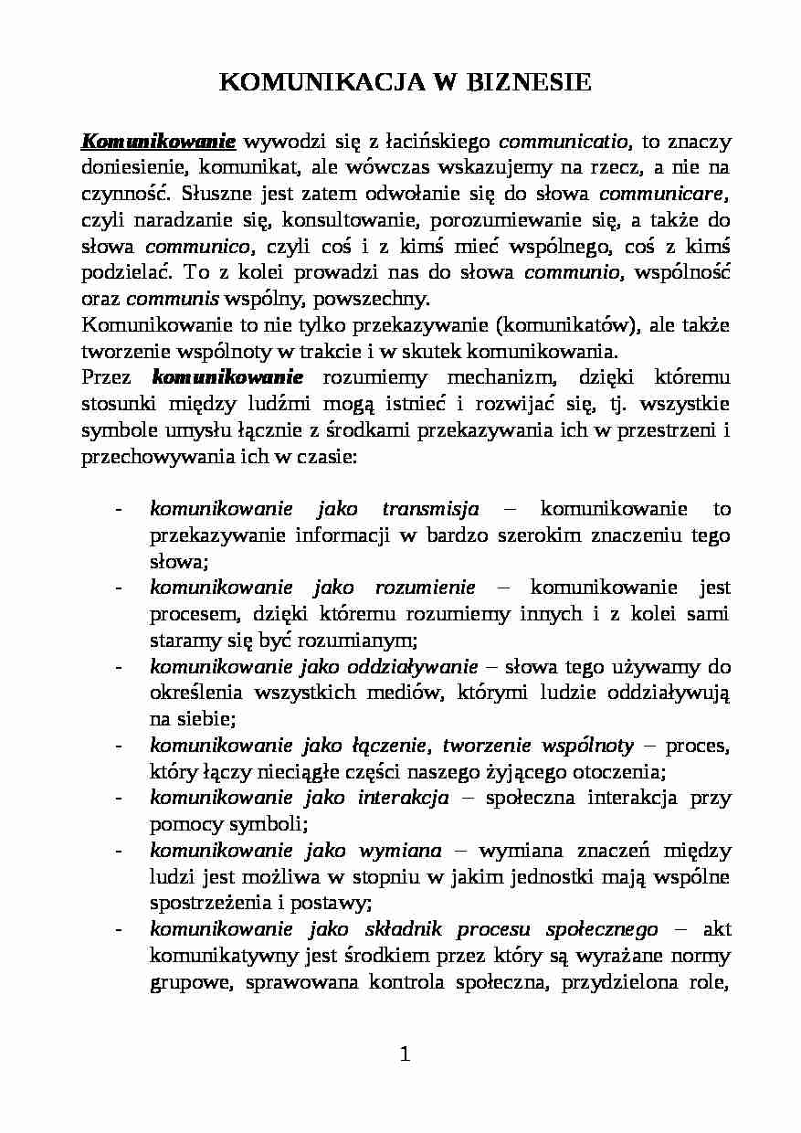 Komunikacja w biznesie - strona 1