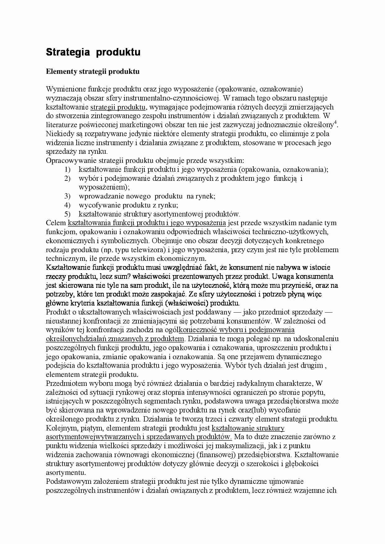 Strategia produktu- opracowanie - strona 1