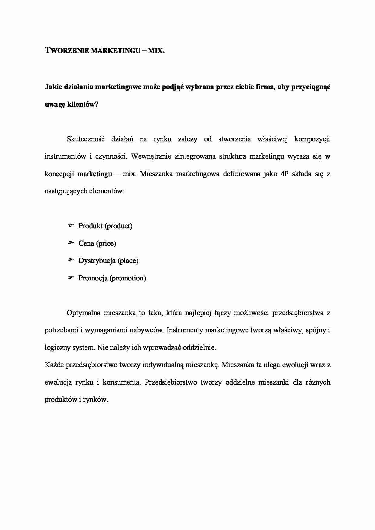 Tworzenie marketingu- opracowanie - strona 1