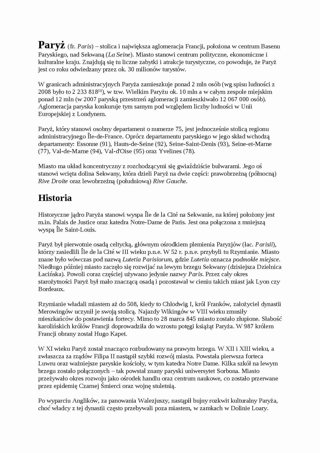 paryż referat ćwiczenia - strona 1