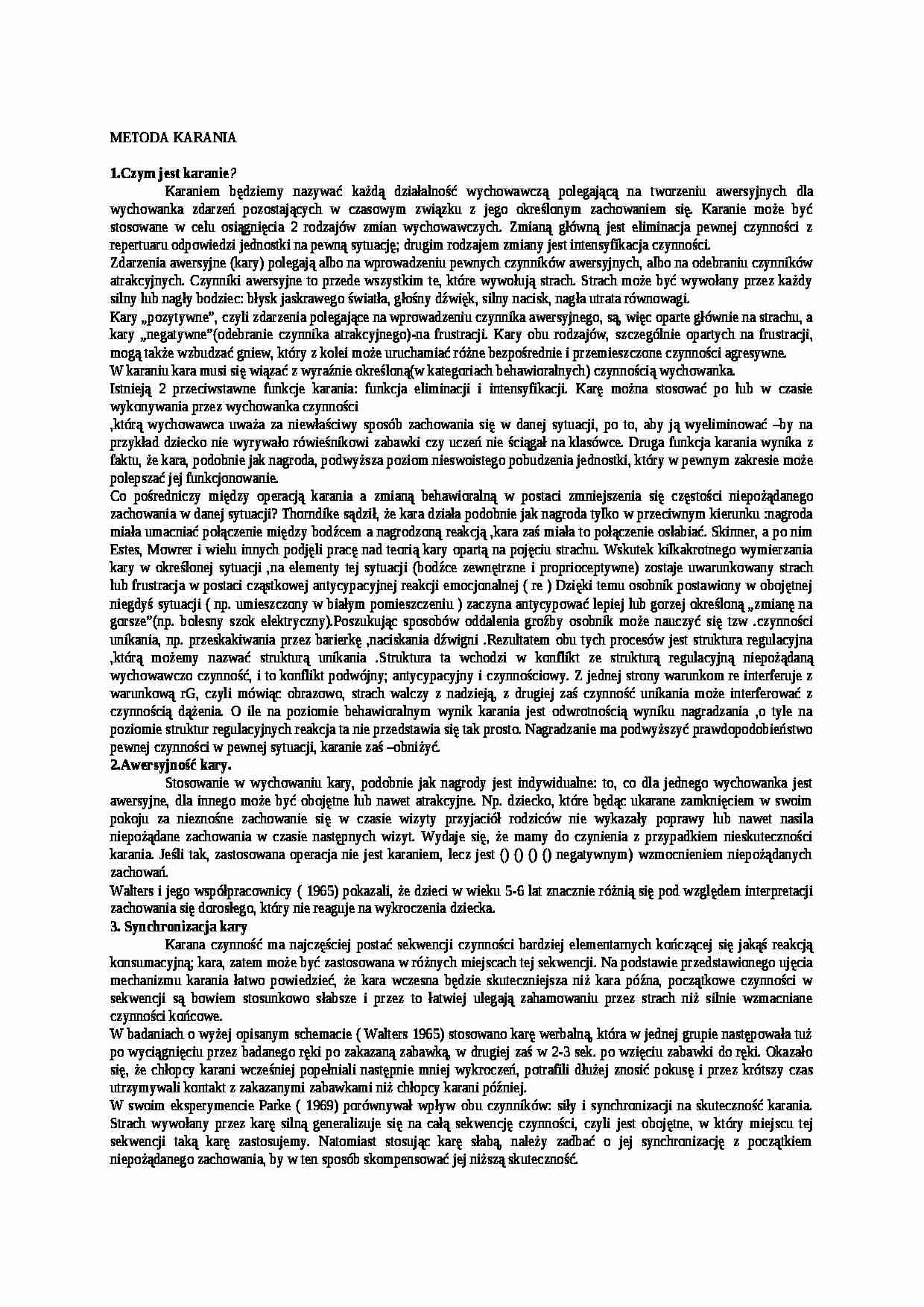 Metoda karania- opracowanie - strona 1