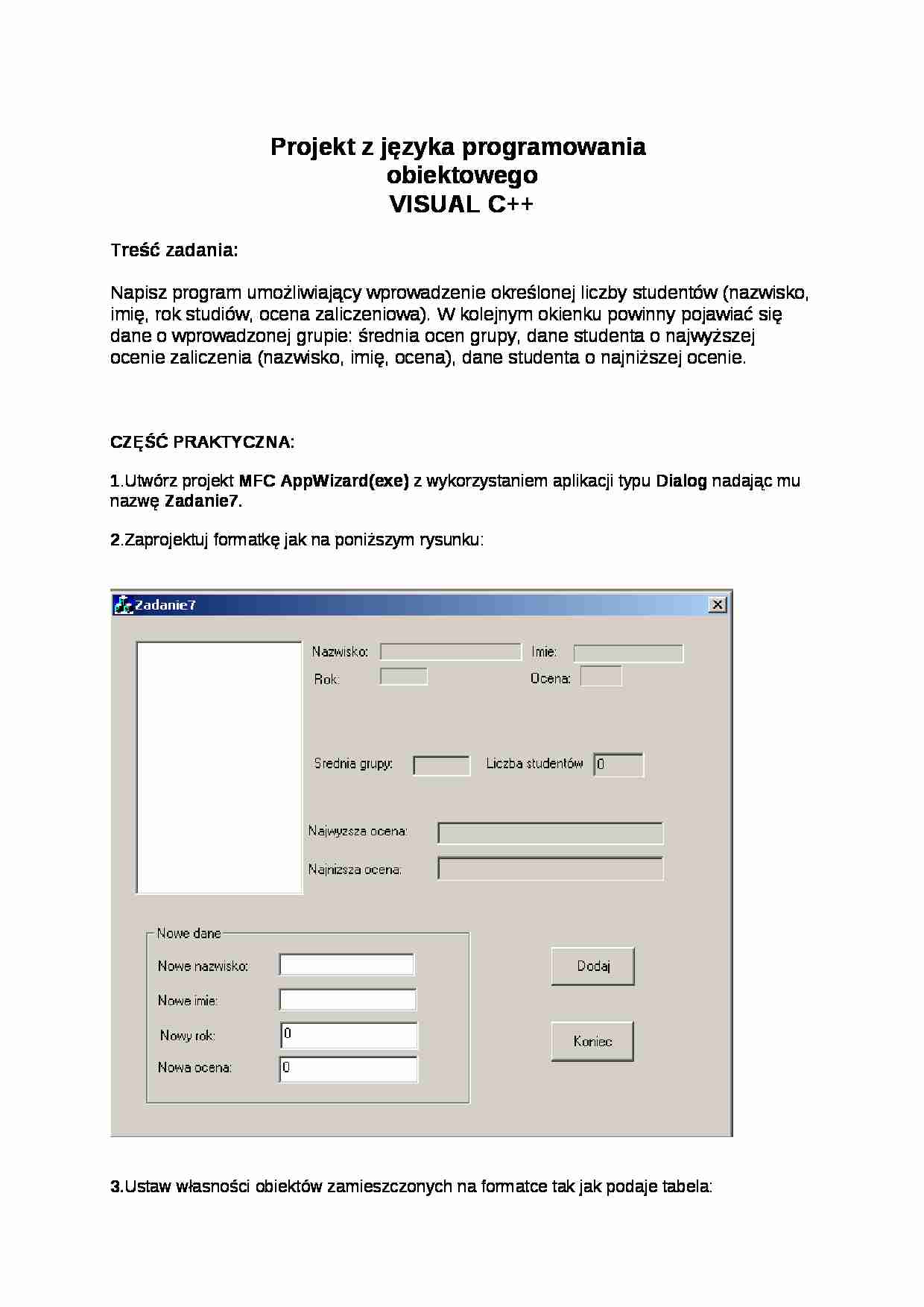 Projekt z języka programowania C++- opracowanie - strona 1