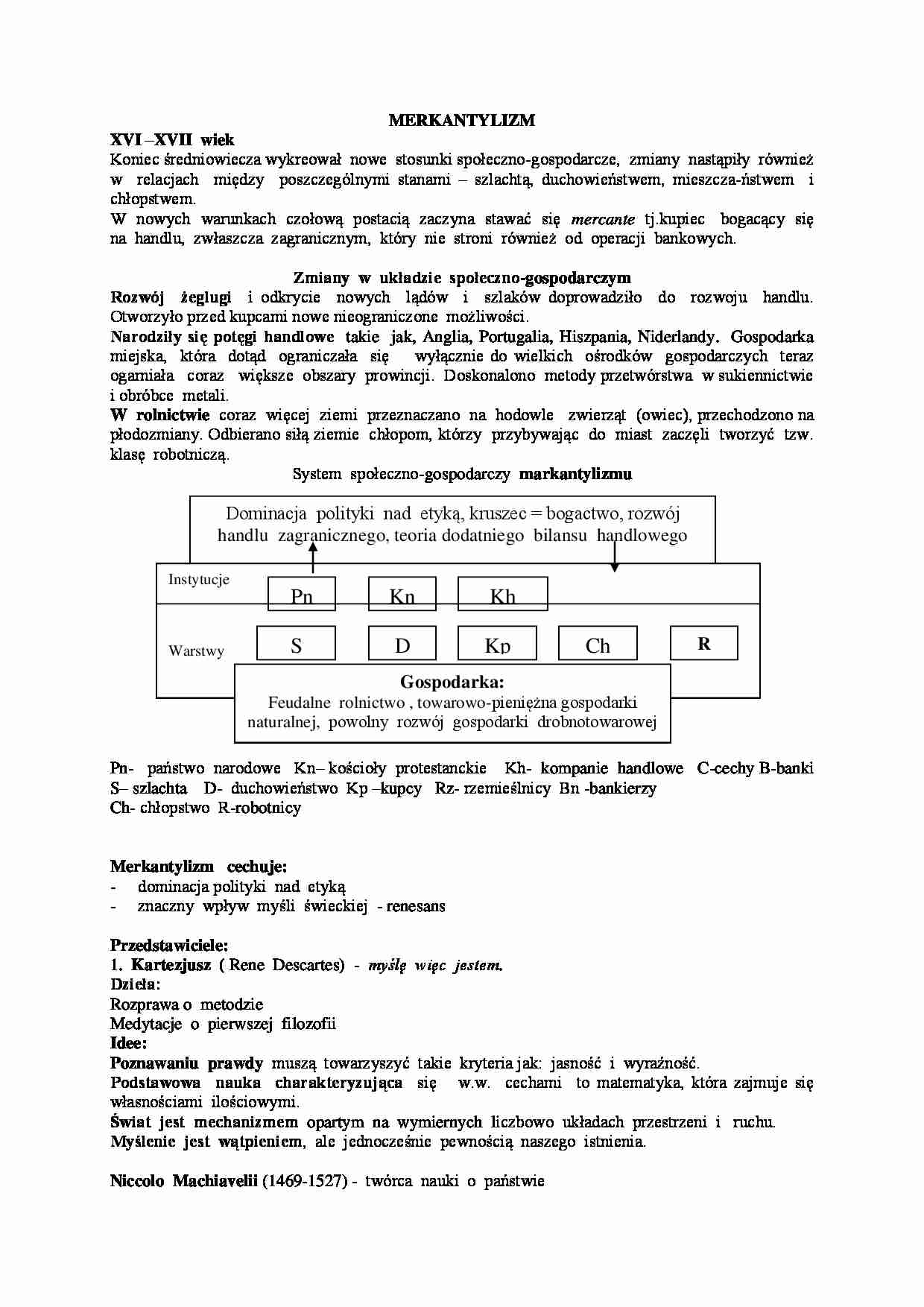 Merkantylizm- opracowanie - strona 1