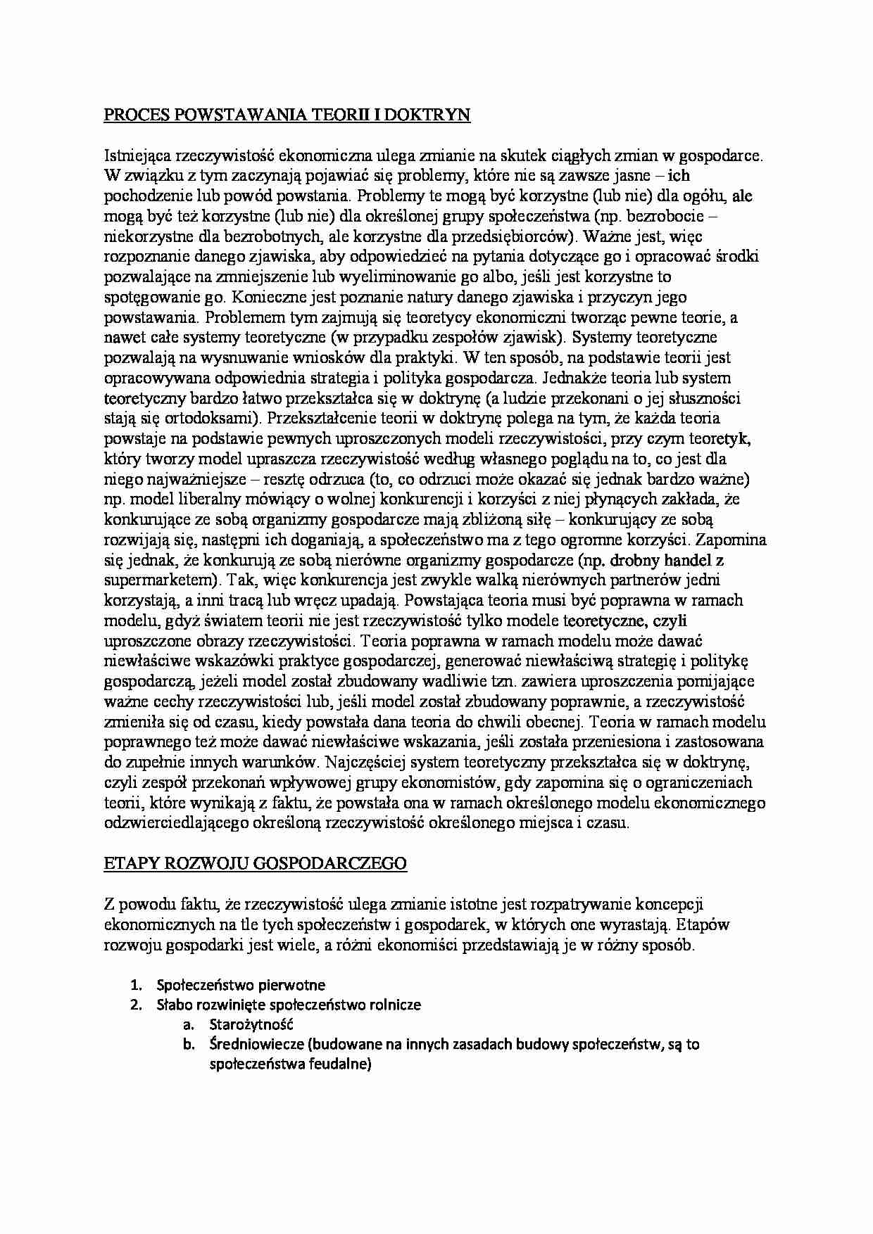 Proces powstawania teorii i doktryn - opracowanie - strona 1