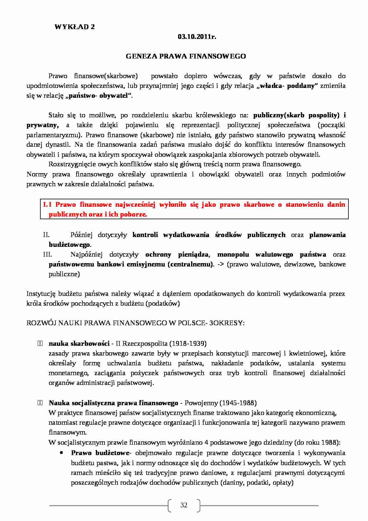 Geneza prawa finansowego- opracowanie - strona 1