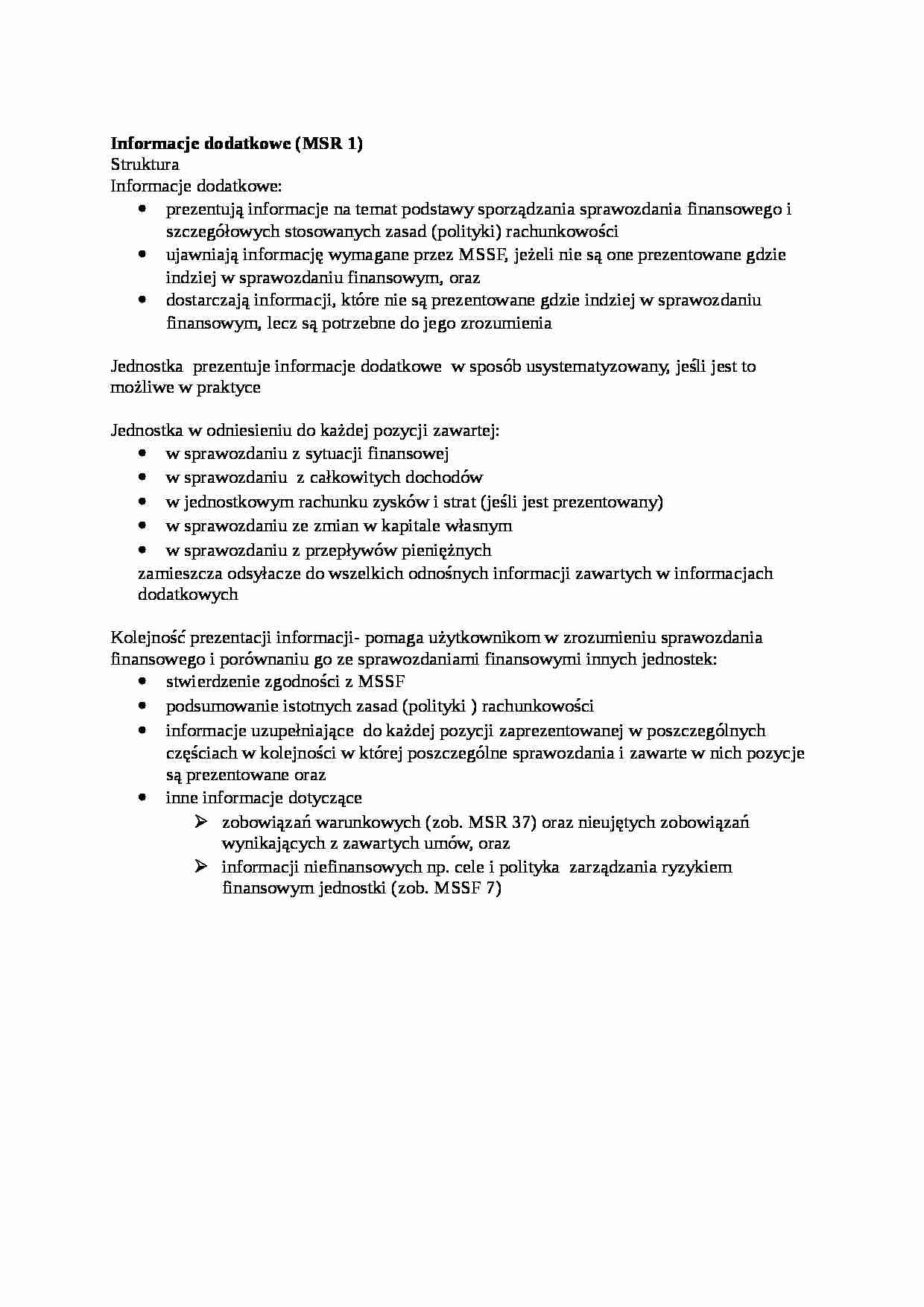 Informacje dodatkowe w sprawozdaniu finansowym- opracowanie - strona 1