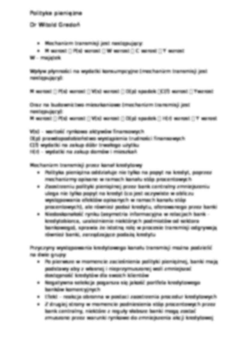 Kanały transmisji polityki pieniężnej- opracowanie - strona 3