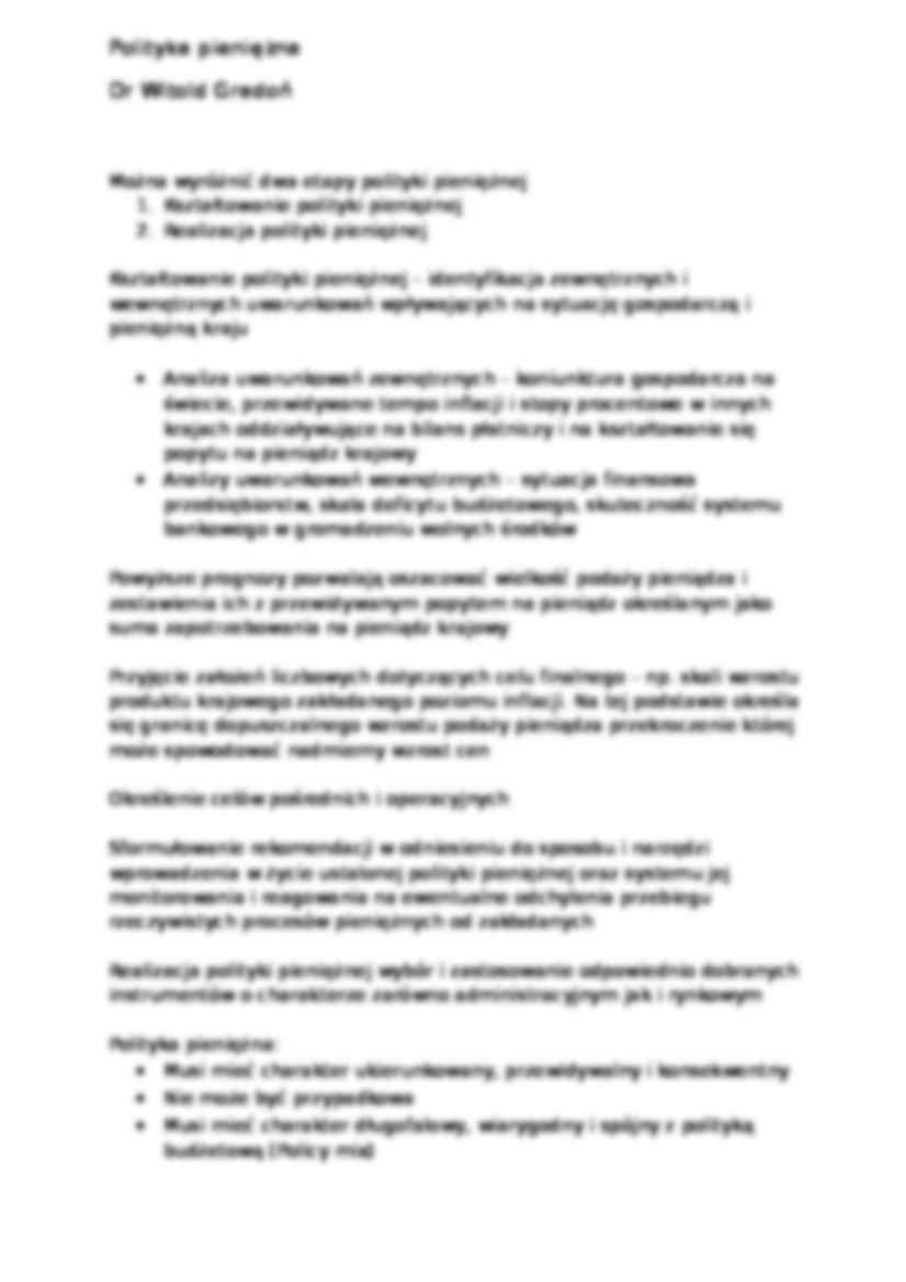 Polityka pieniężna pojęcie i rodzaje - strona 2