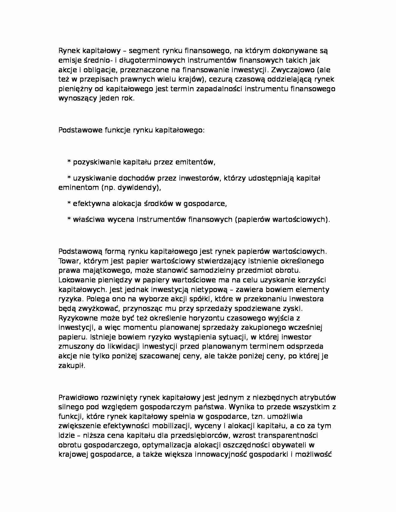 Rynek kapitałowy - strona 1