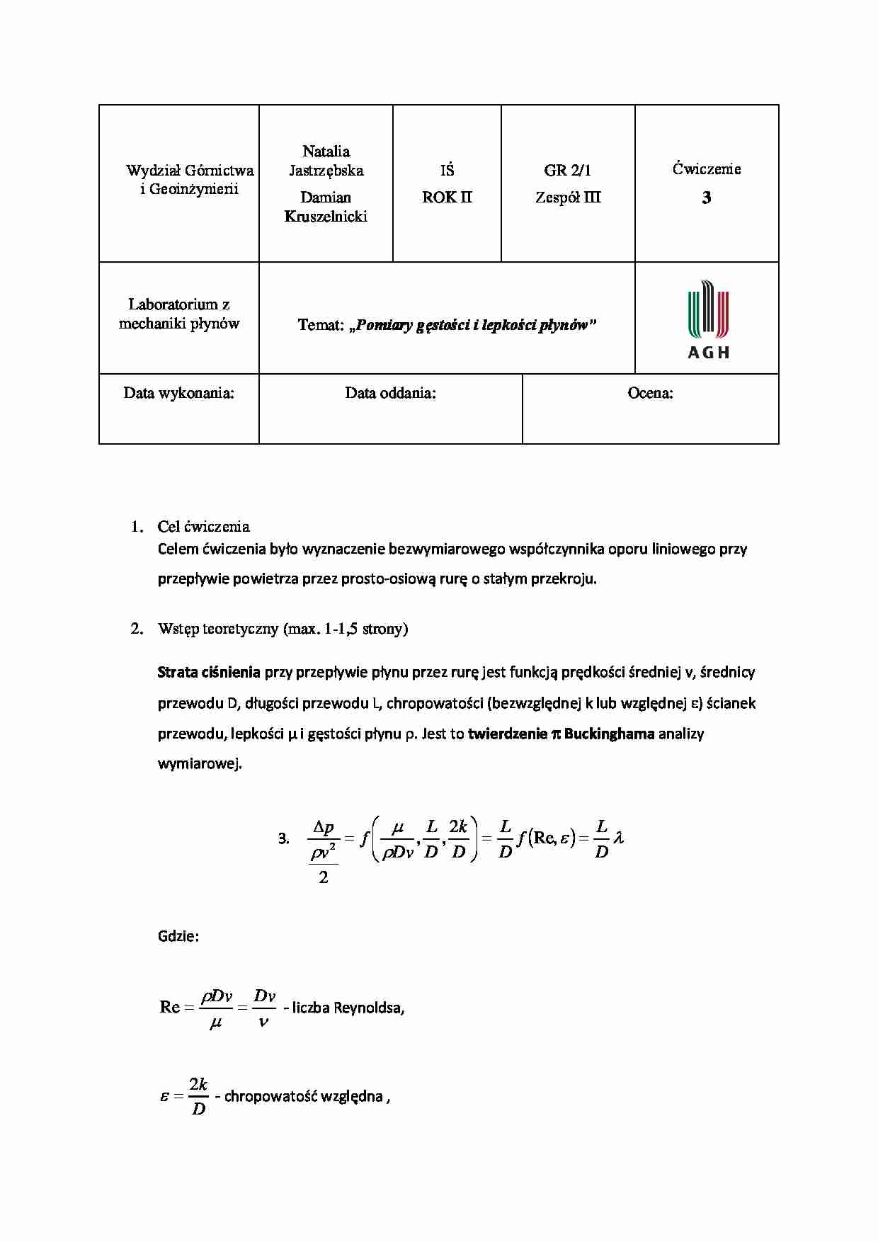 Sprawozdanie 4, opór liniowy, LABORATORIUM - strona 1
