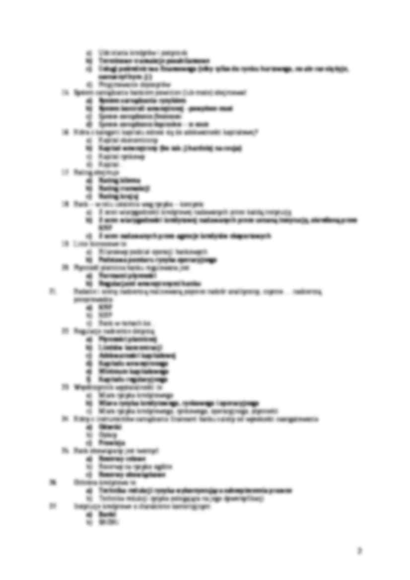 Pytania egzaminacyjne z odpowiedziami - Instytucje kredytowe - strona 2