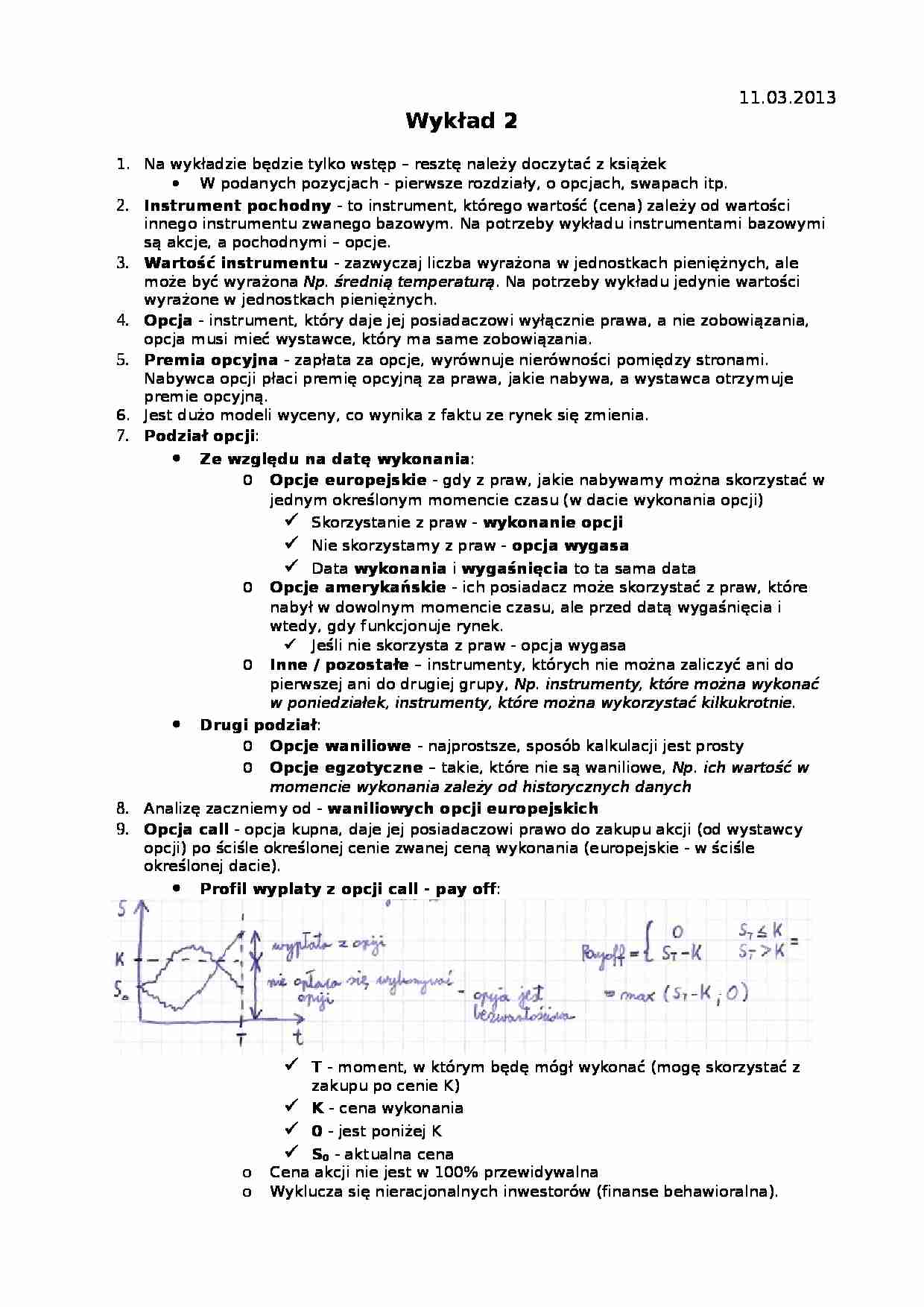 Instrumenty pochodne i ich wycena- wykład - strona 1