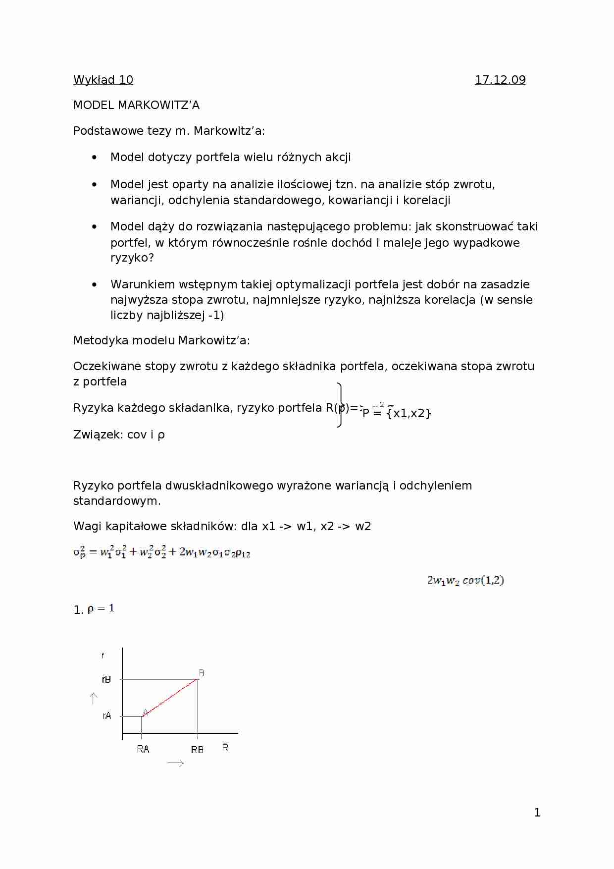 Model Markowitz'a- wykład - strona 1