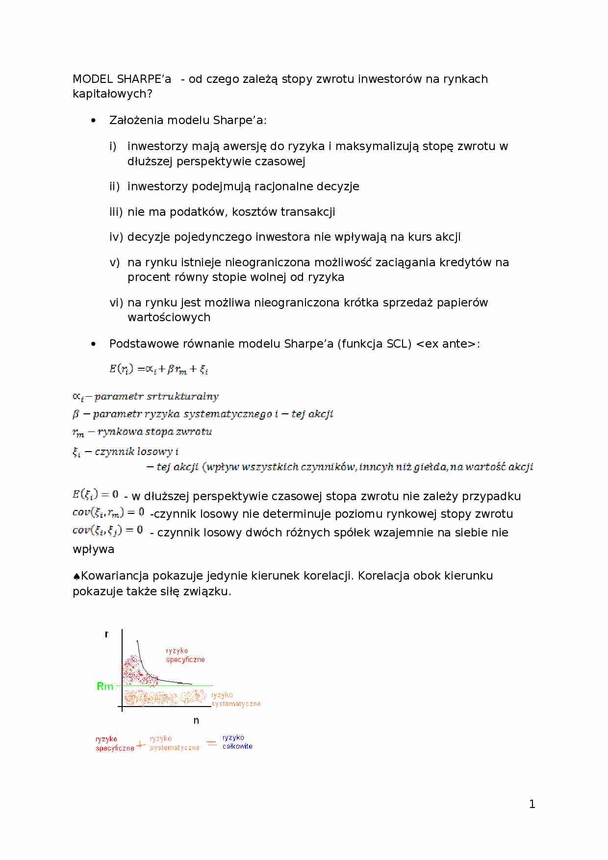 Model Sharpe'a- wykład - strona 1