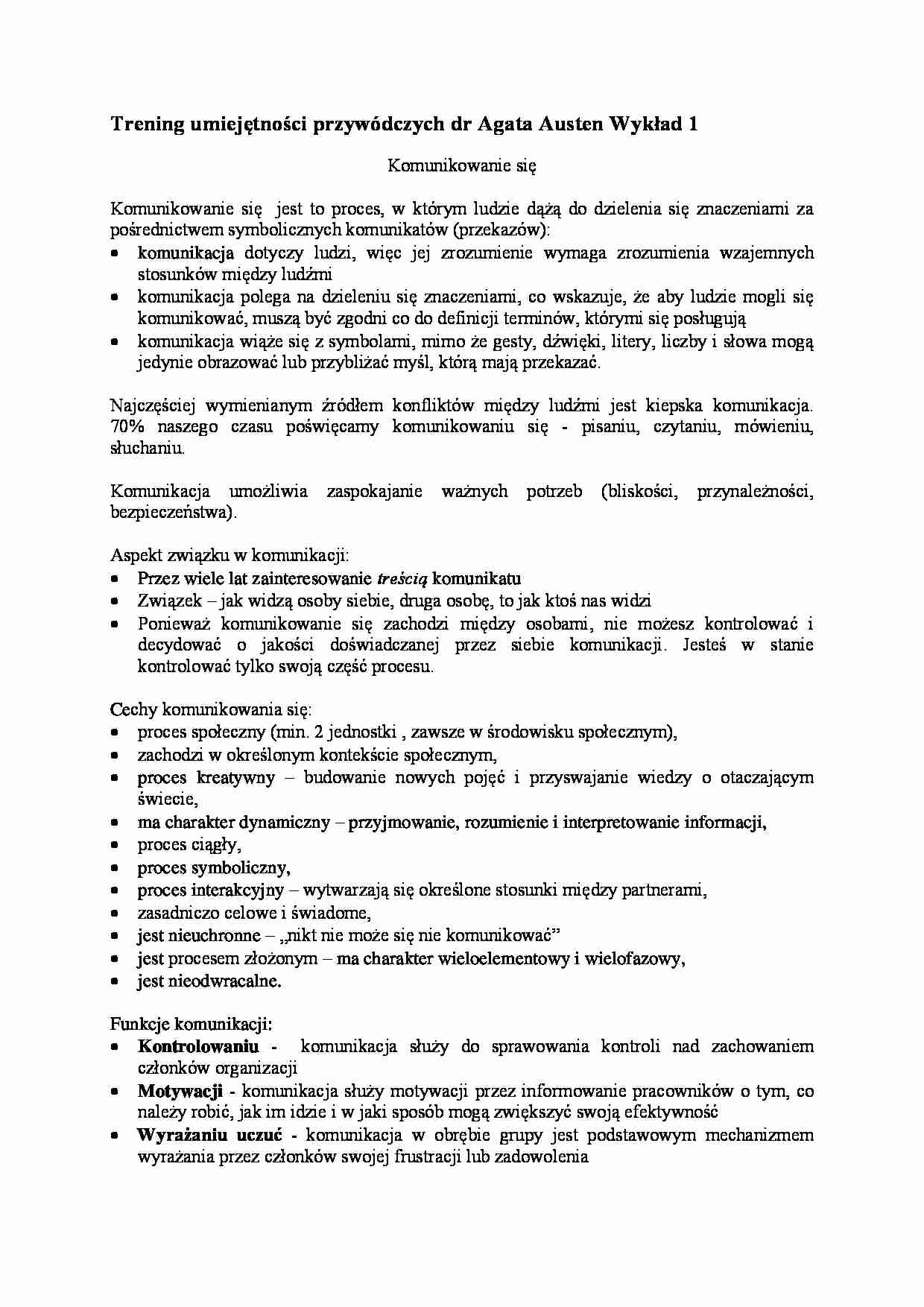 Komunikowanie się- wykład 1 - strona 1