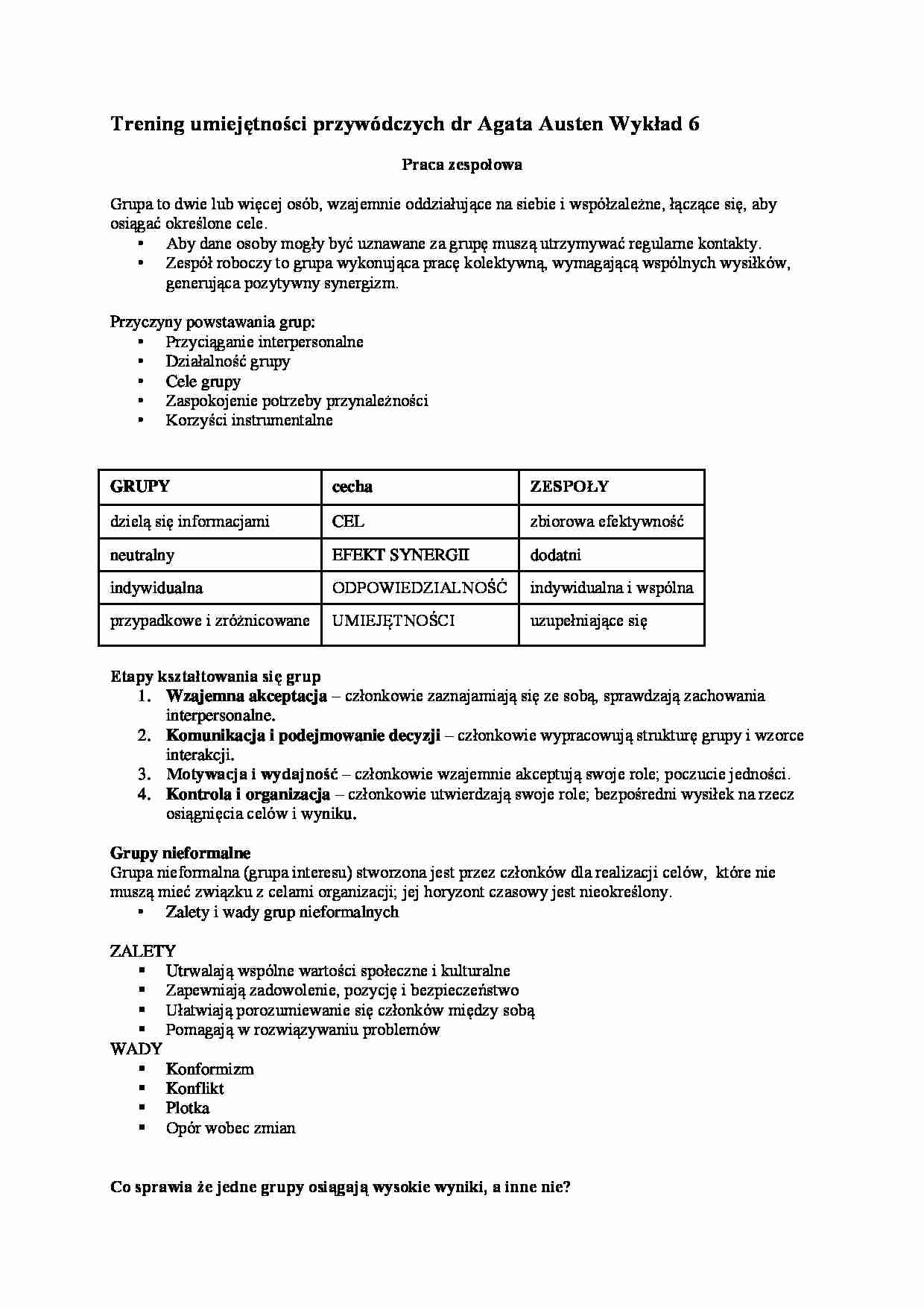 Praca zespołowa- wykład 6 - strona 1