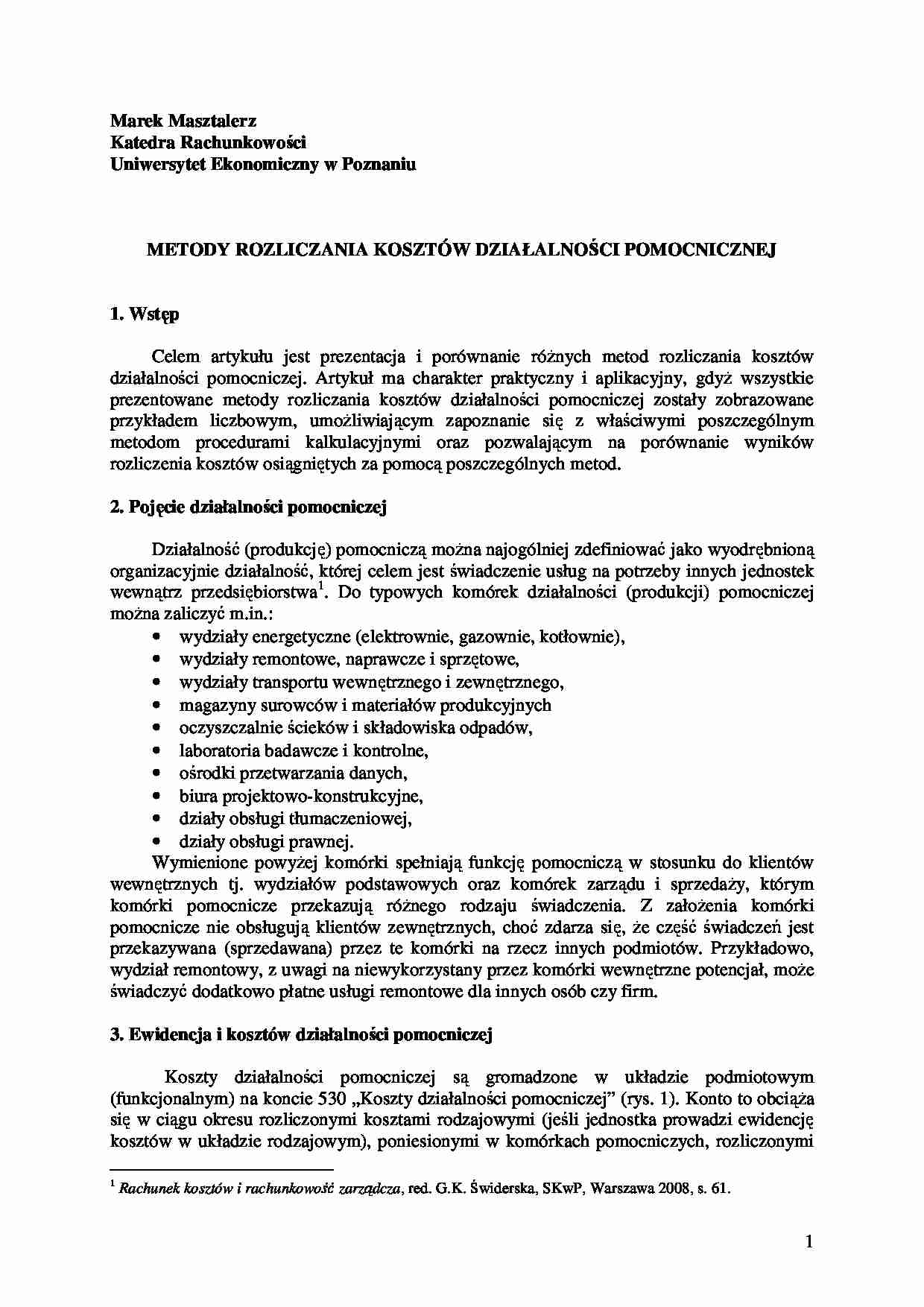 Zadanie domowe 3- metody rozliczania kosztów działalności pomocniczej - strona 1