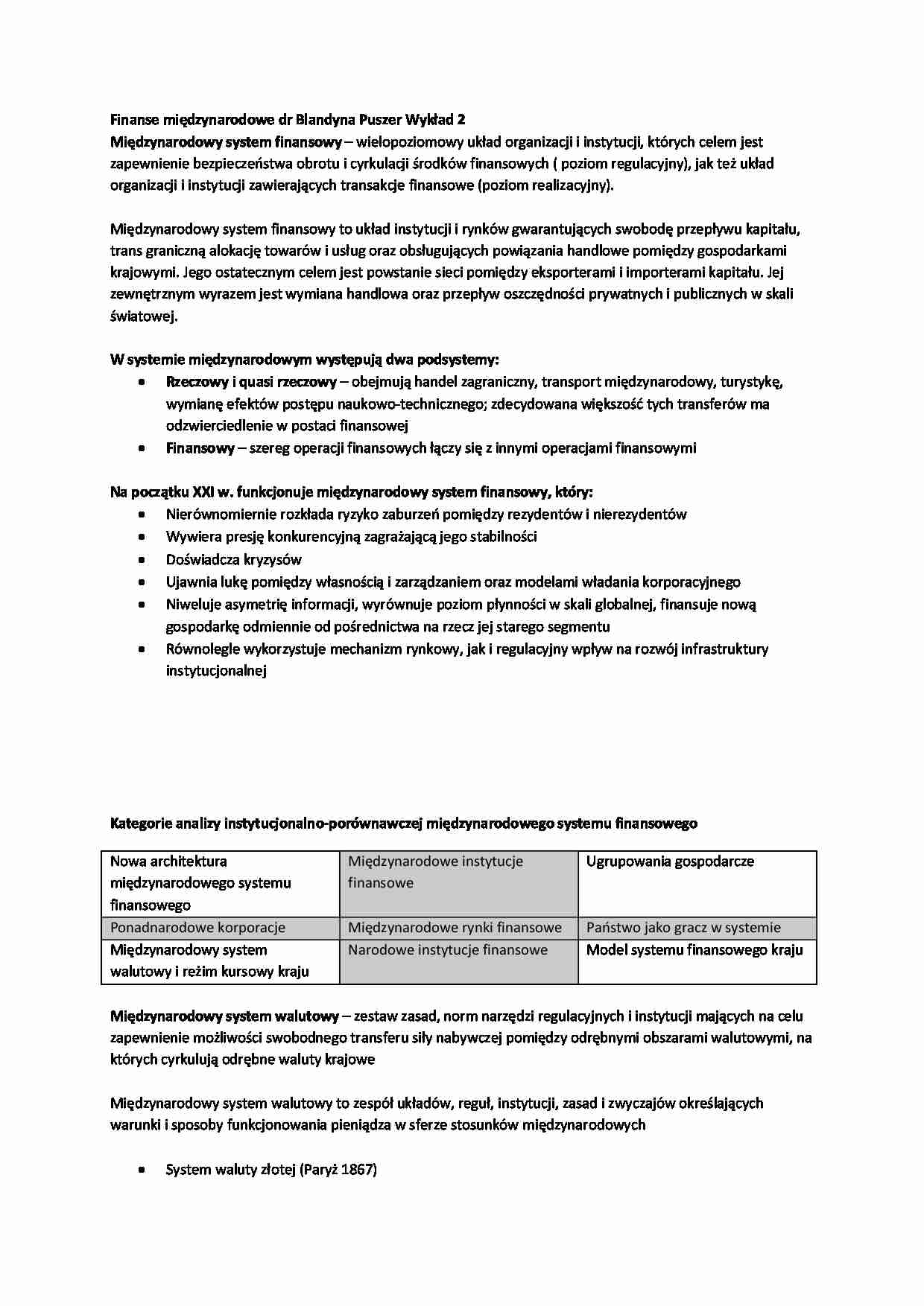Finanse międzynarodowe- wykład 2 - strona 1