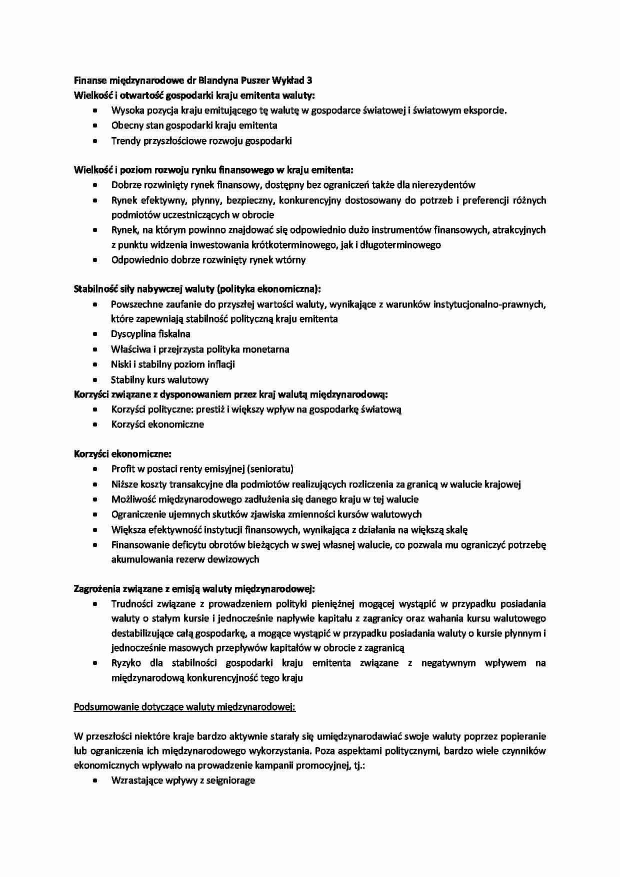 Finanse międzynarodowe- wykład 3 - strona 1