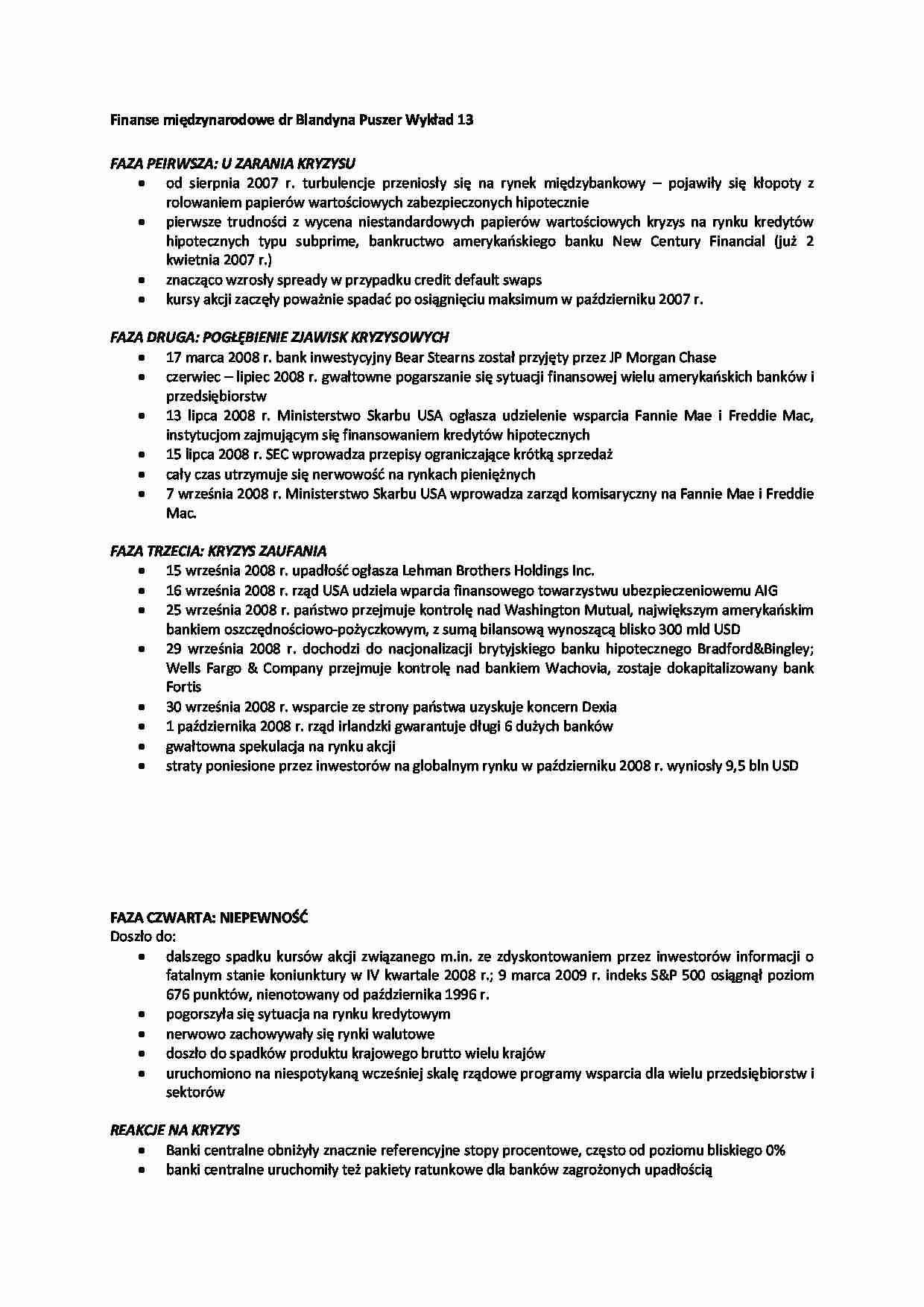 Finanse międzynarodowe- wykład 13 - strona 1