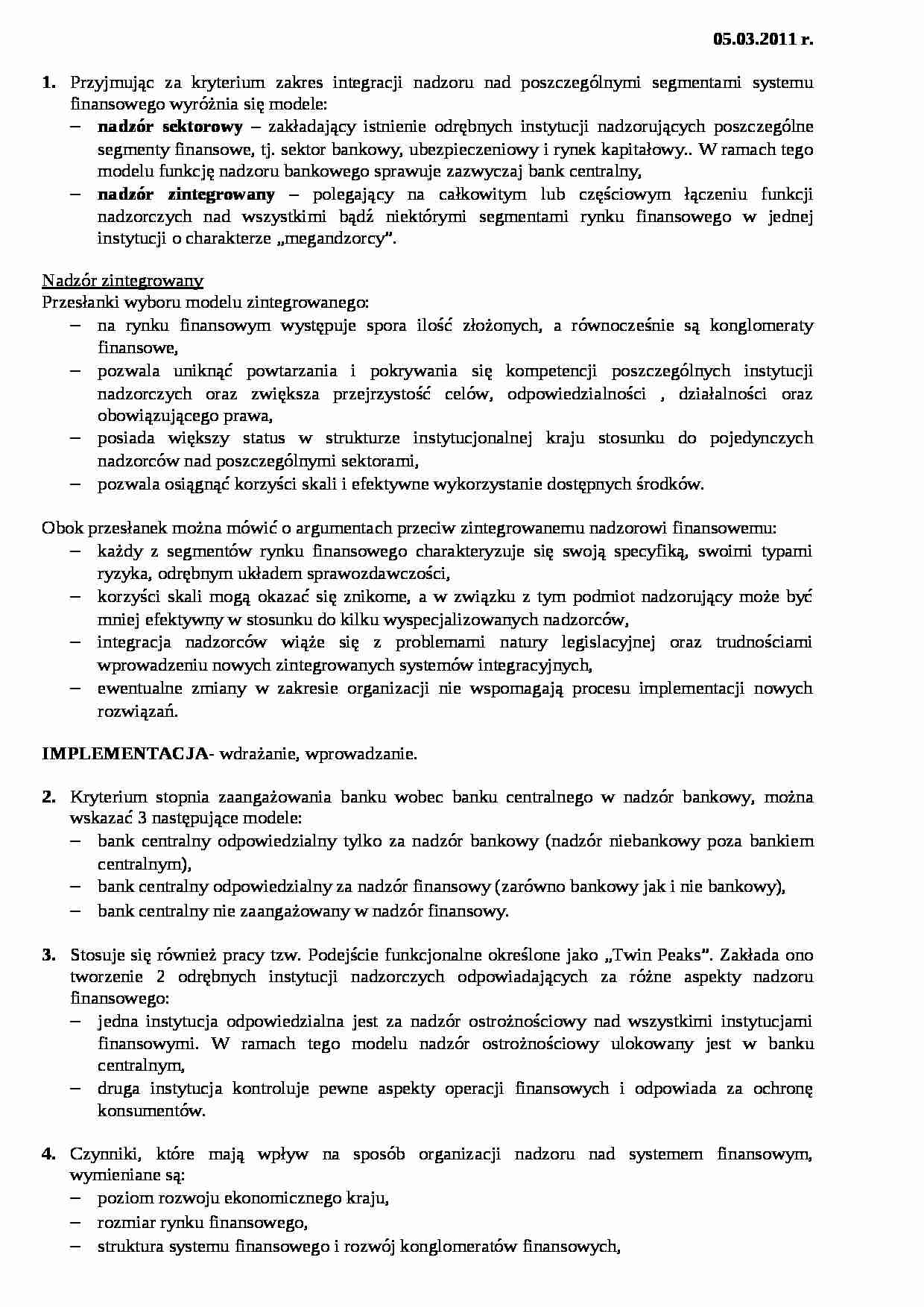 Rynki finansowe- wykład 3 - strona 1