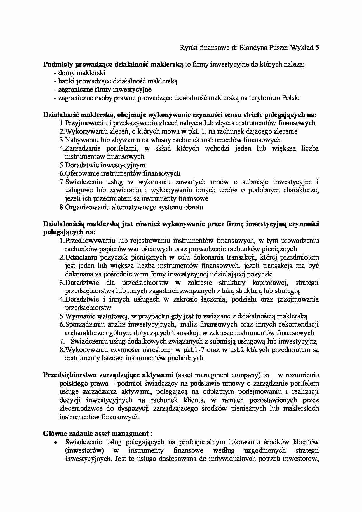 Rynki walutowe- wykład 5 - strona 1