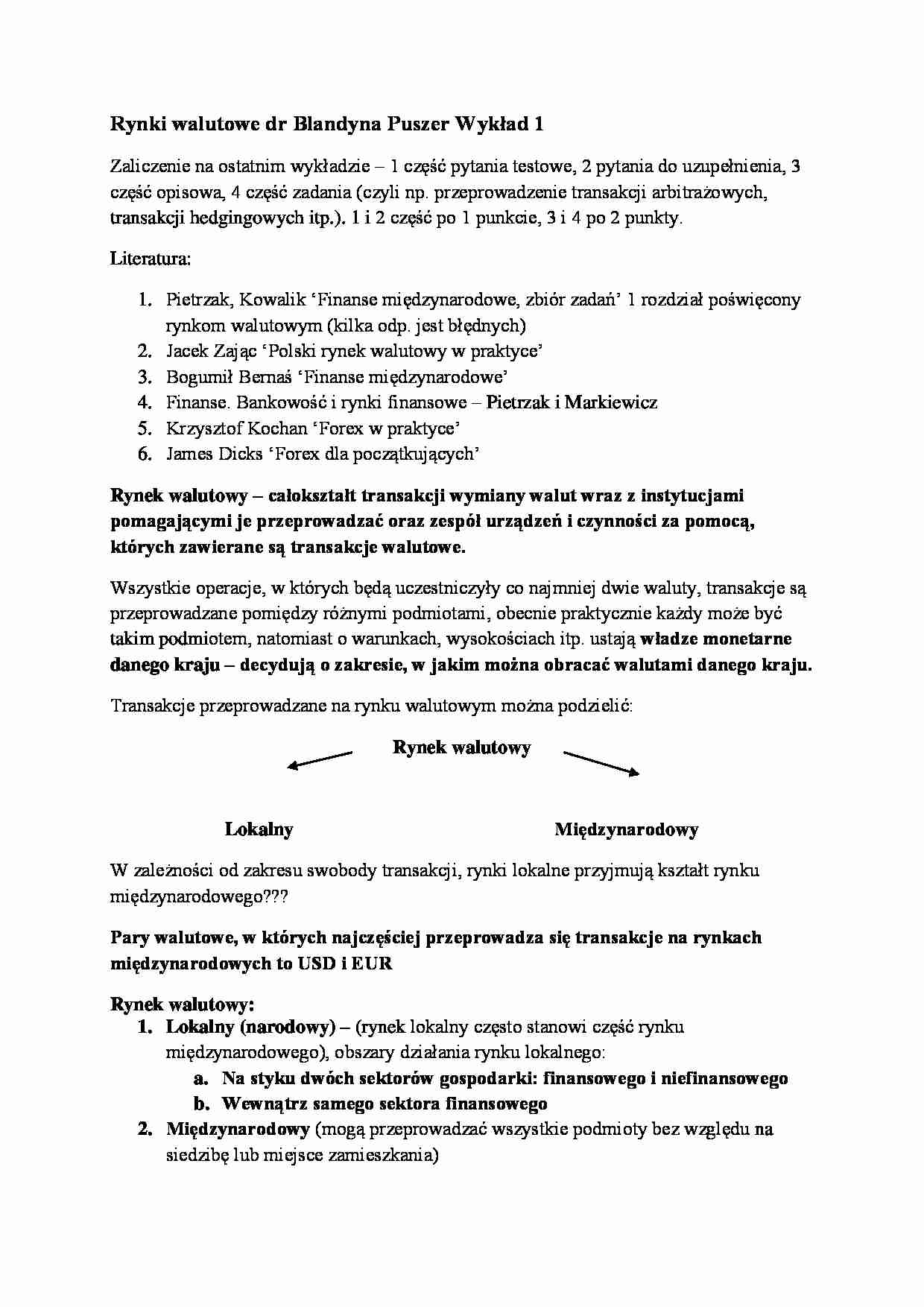 Rynki walutowe- wykład 1 - strona 1