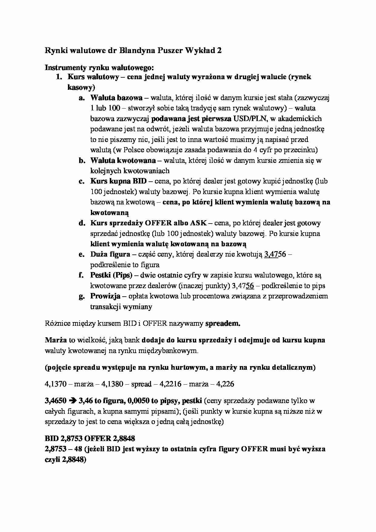 Rynki walutowe- wykład 2 - strona 1