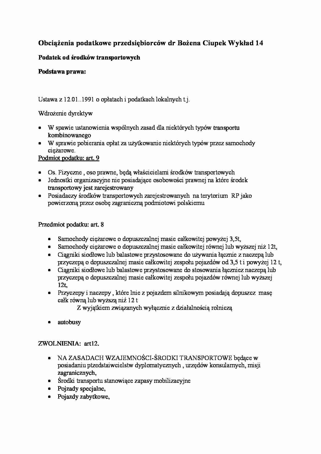 Planowanie finansowe- wykład 14 - strona 1