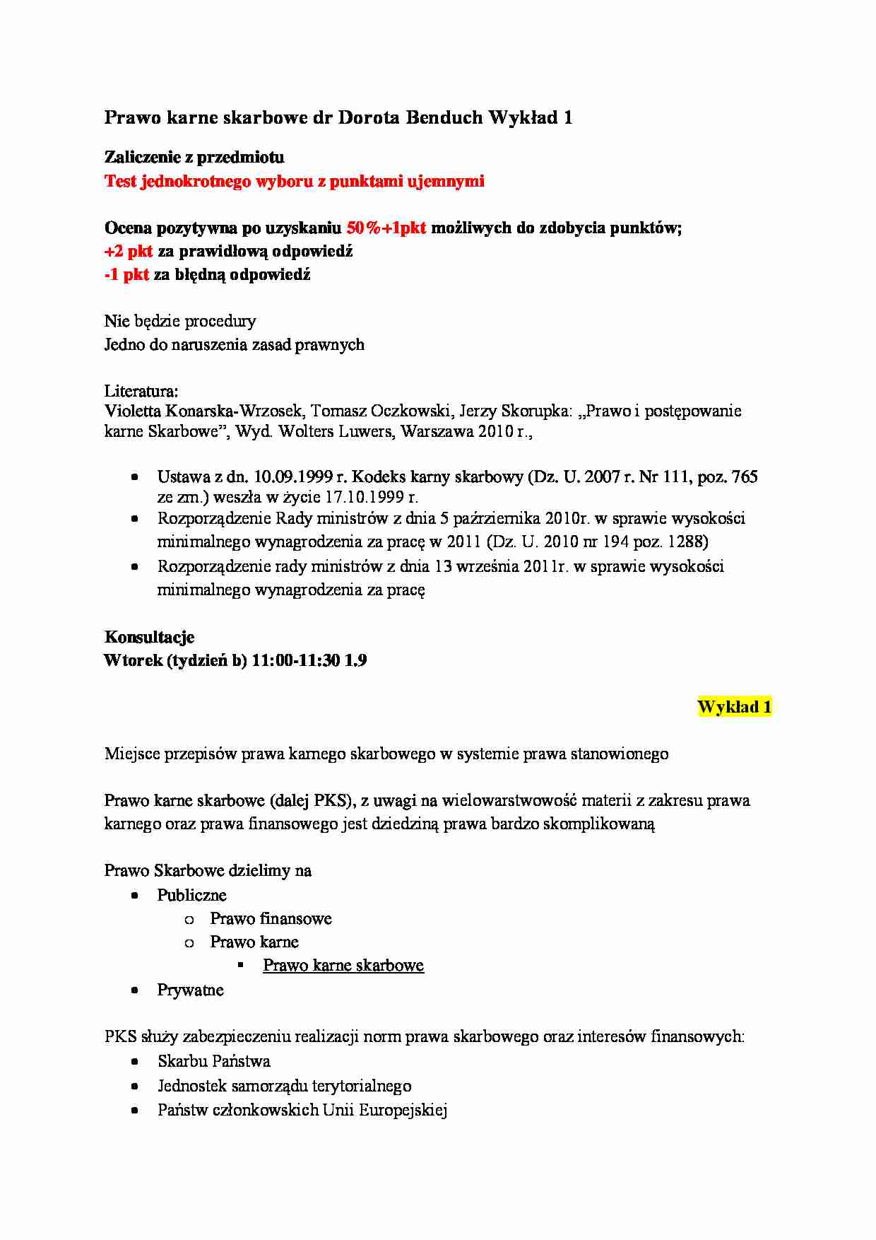 Prawo karne skarbowe- wykład 1 - strona 1