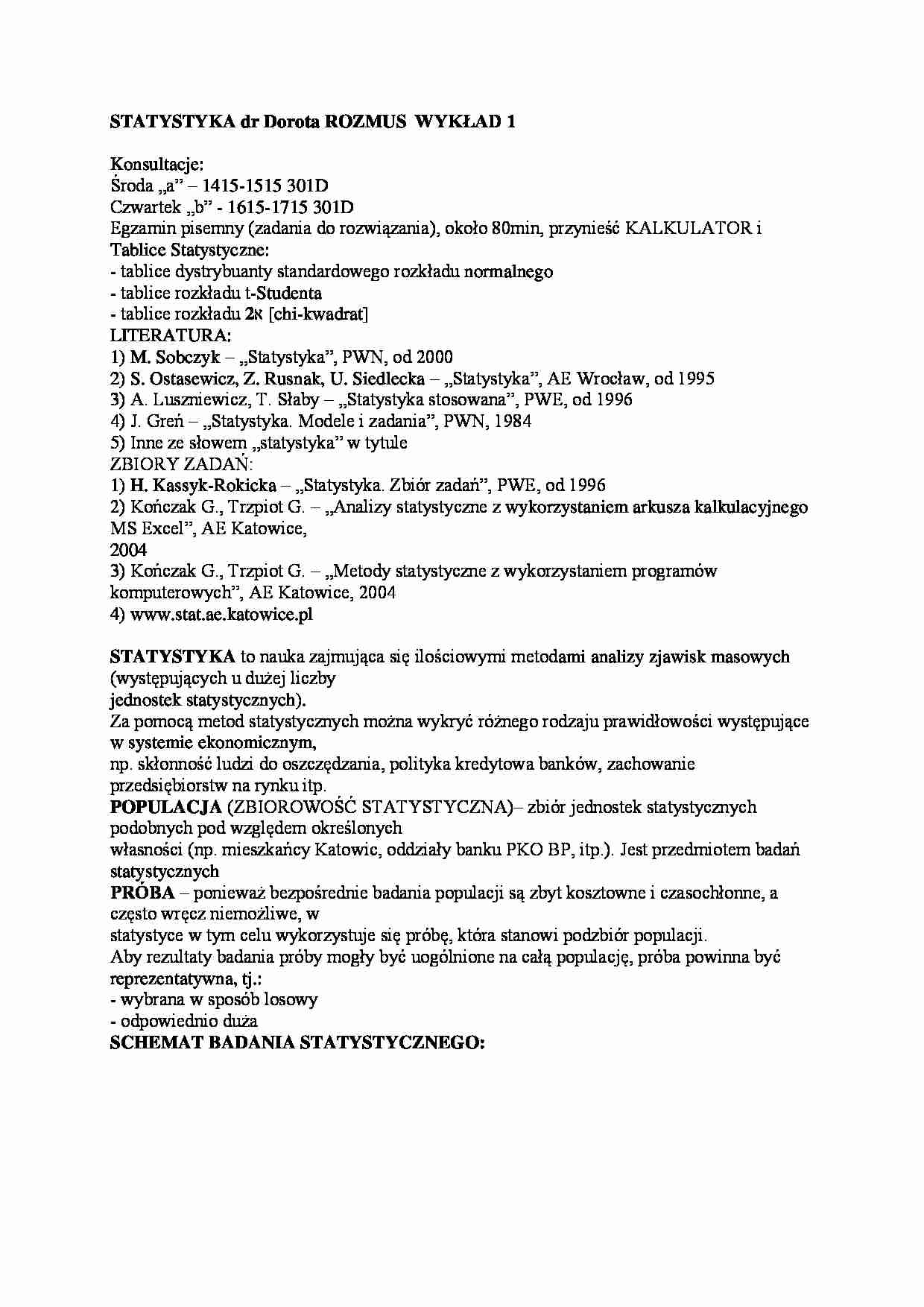 Statystyka- wykład 1 - strona 1