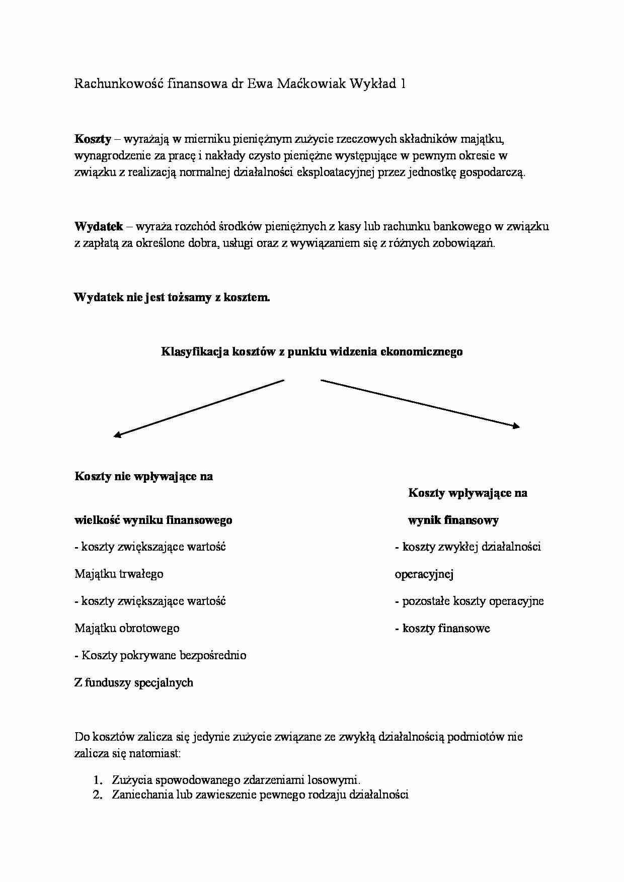 Rachunkowość finansowa- wykład 1 - strona 1