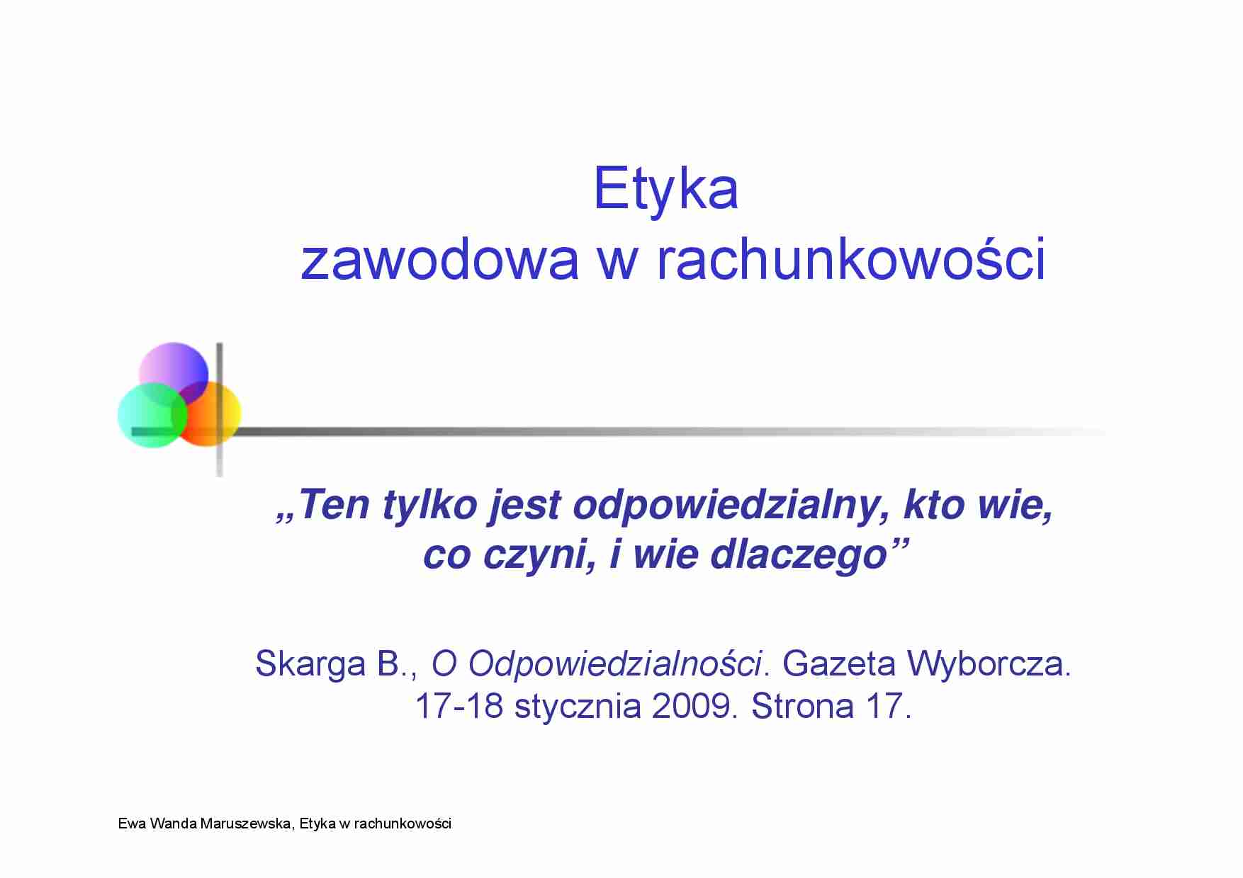 Etyka w rachunkowości- wykład 1 - strona 1