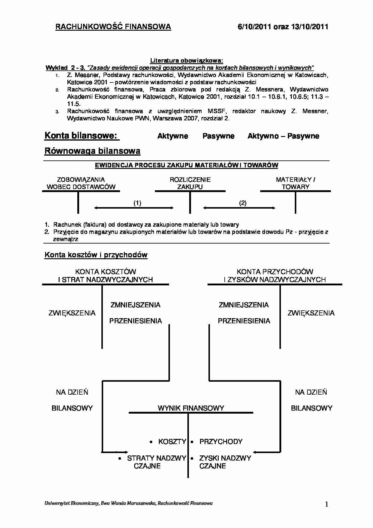 Rachunkowość finansowa- wykład 2,3 - strona 1